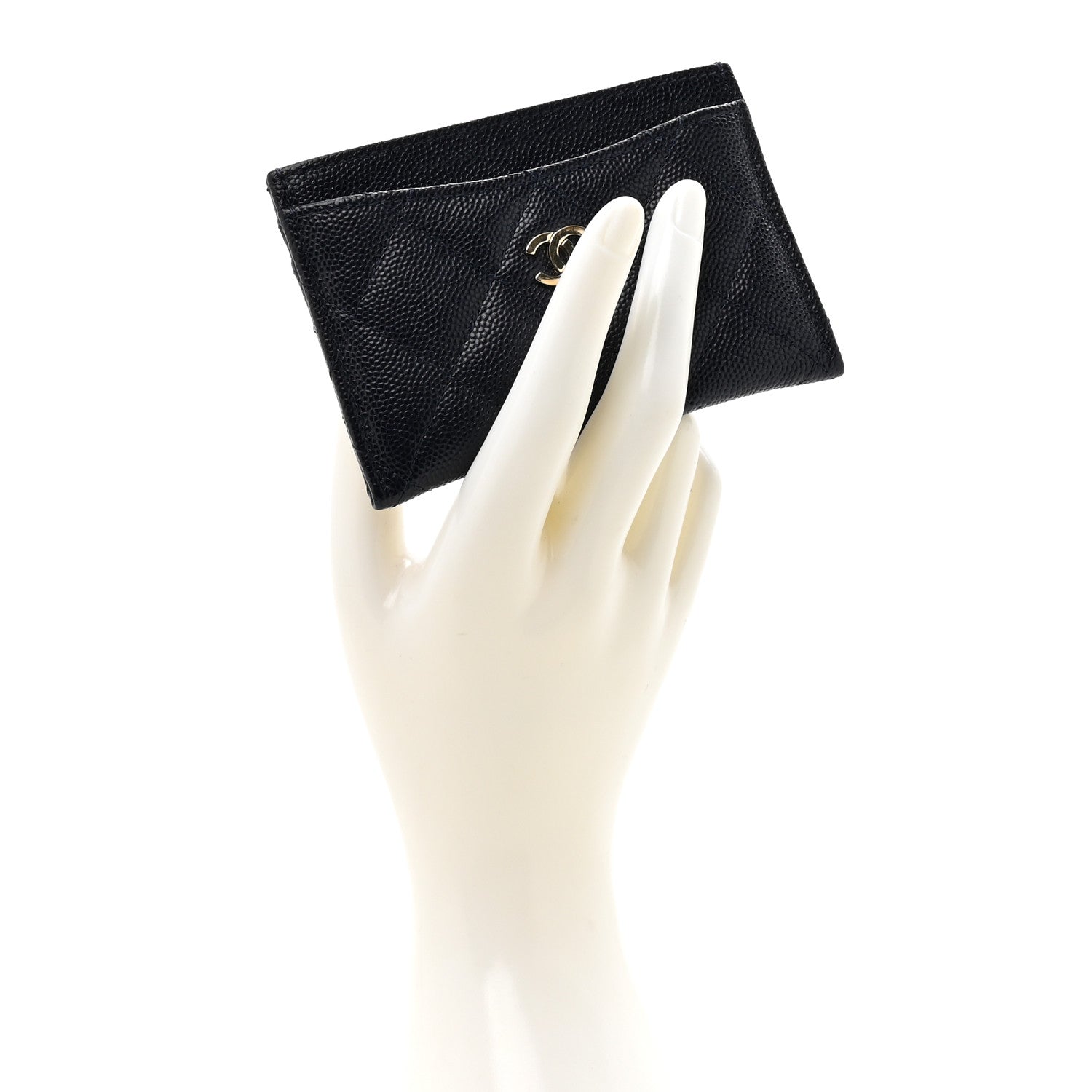 Caviar Quilted Card Holder Navy