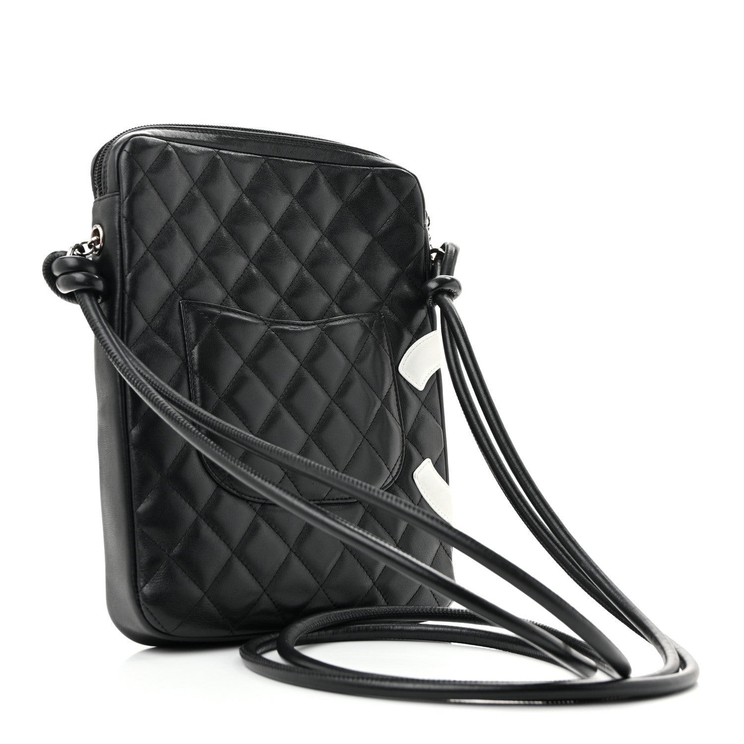 Calfskin Quilted Medium Cambon Messenger Black White