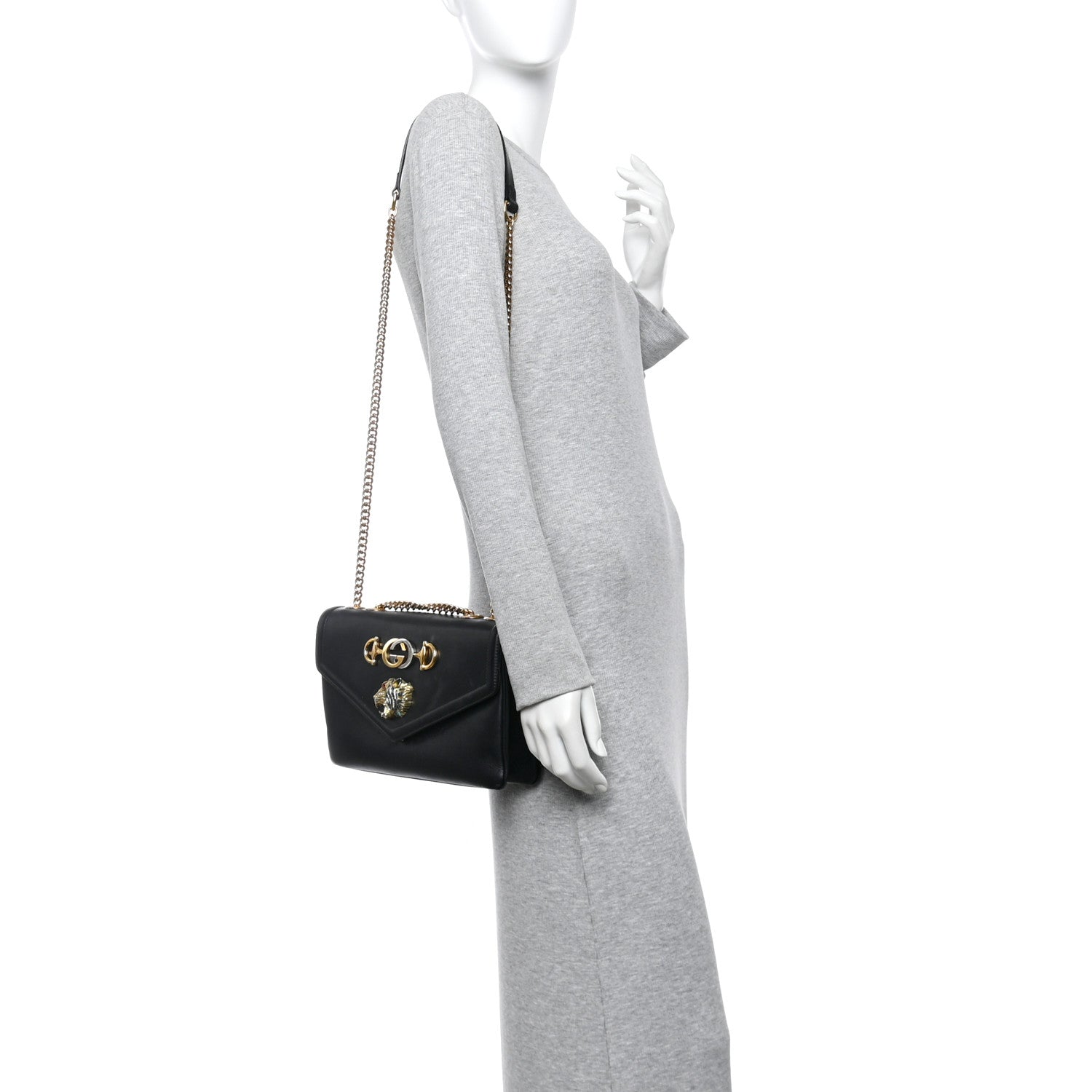 Vitello Palmellato Lux Crystal Medium Rajah Shoulder Bag Black