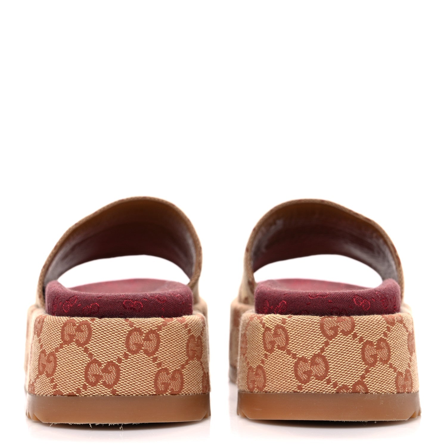 Canvas GG Monogram Angelina Platform Slide Sandals 36.5 Beige Ruggine
