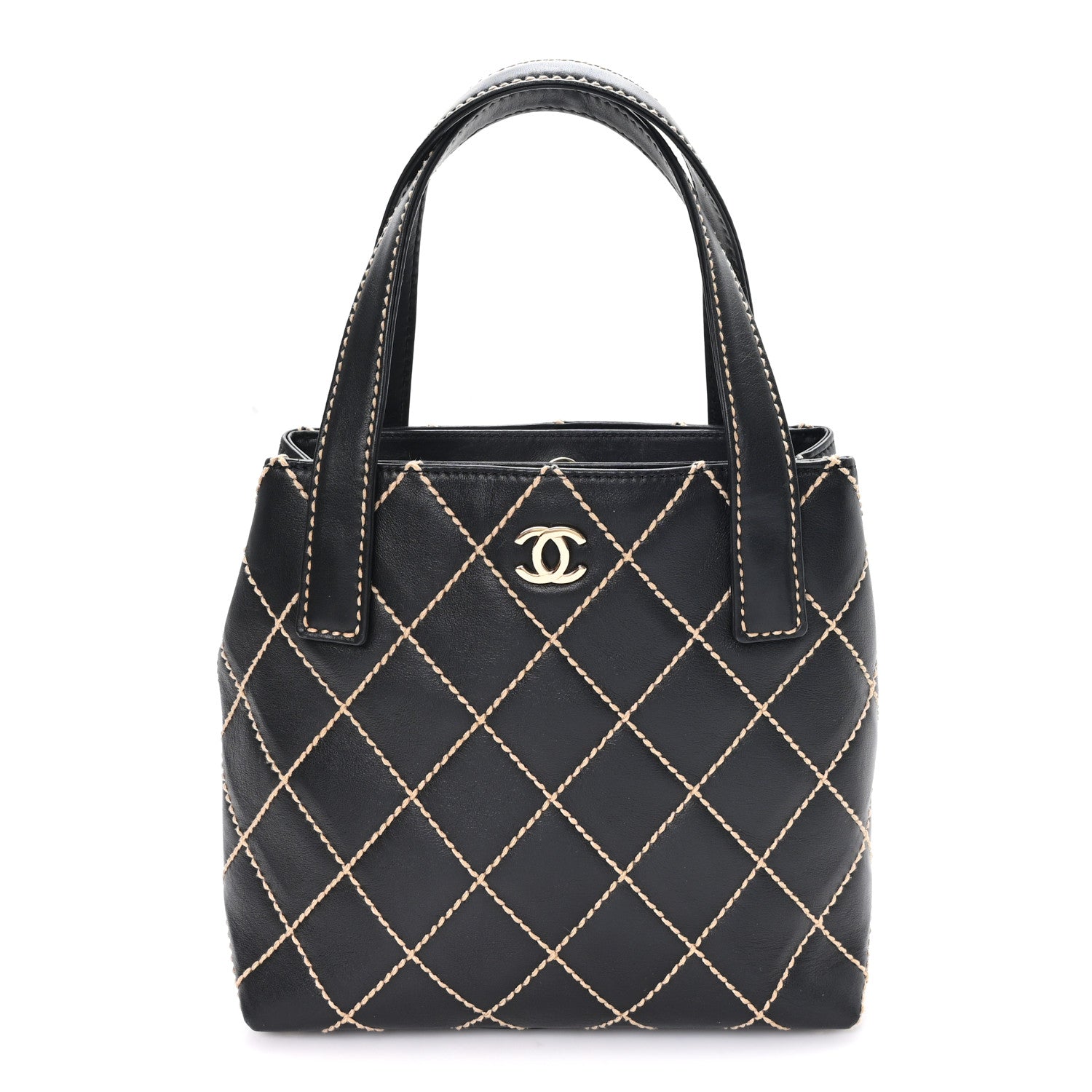 Calfskin Wild Stitch Tote Black