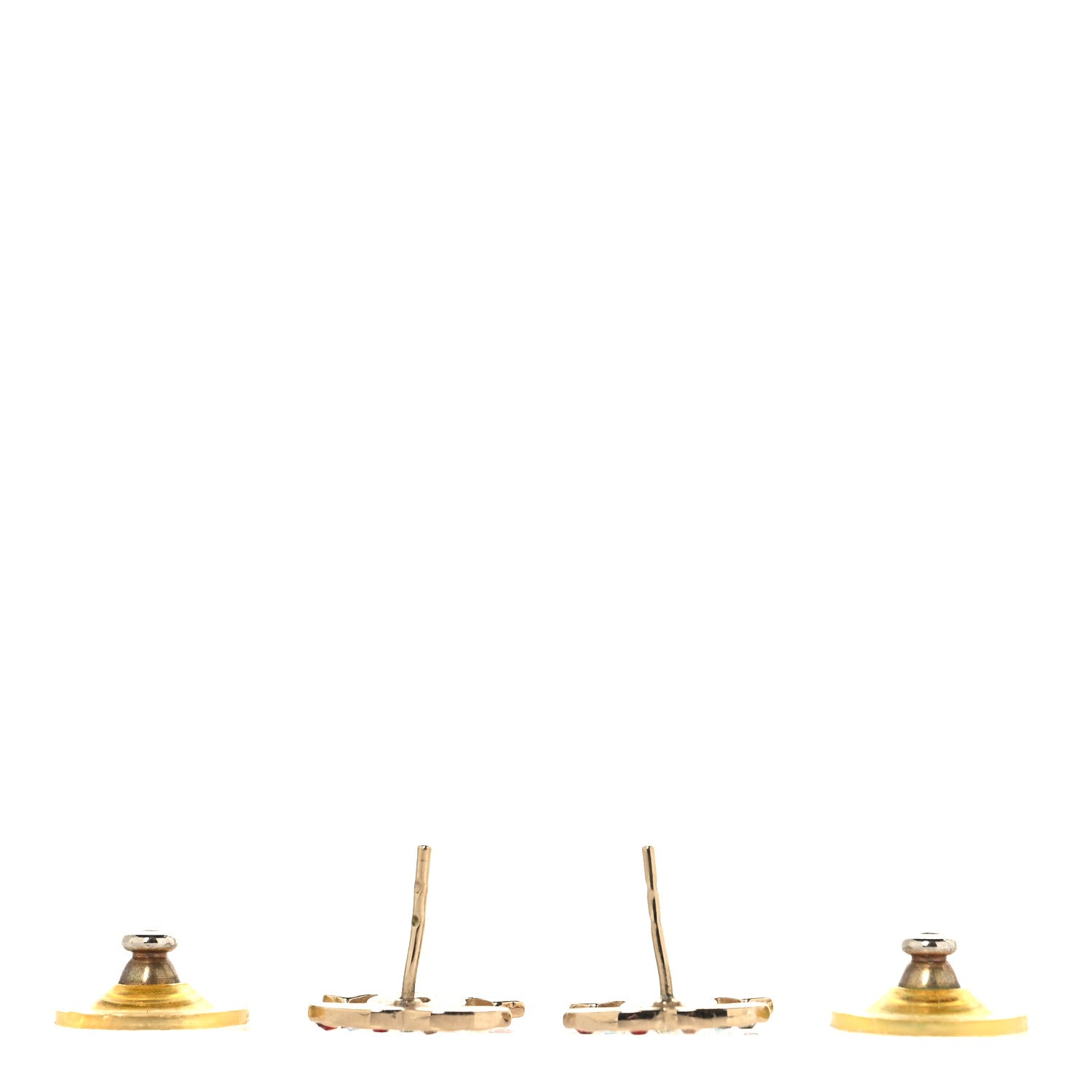 Metal Crystal CC Earrings Gold Multicolor