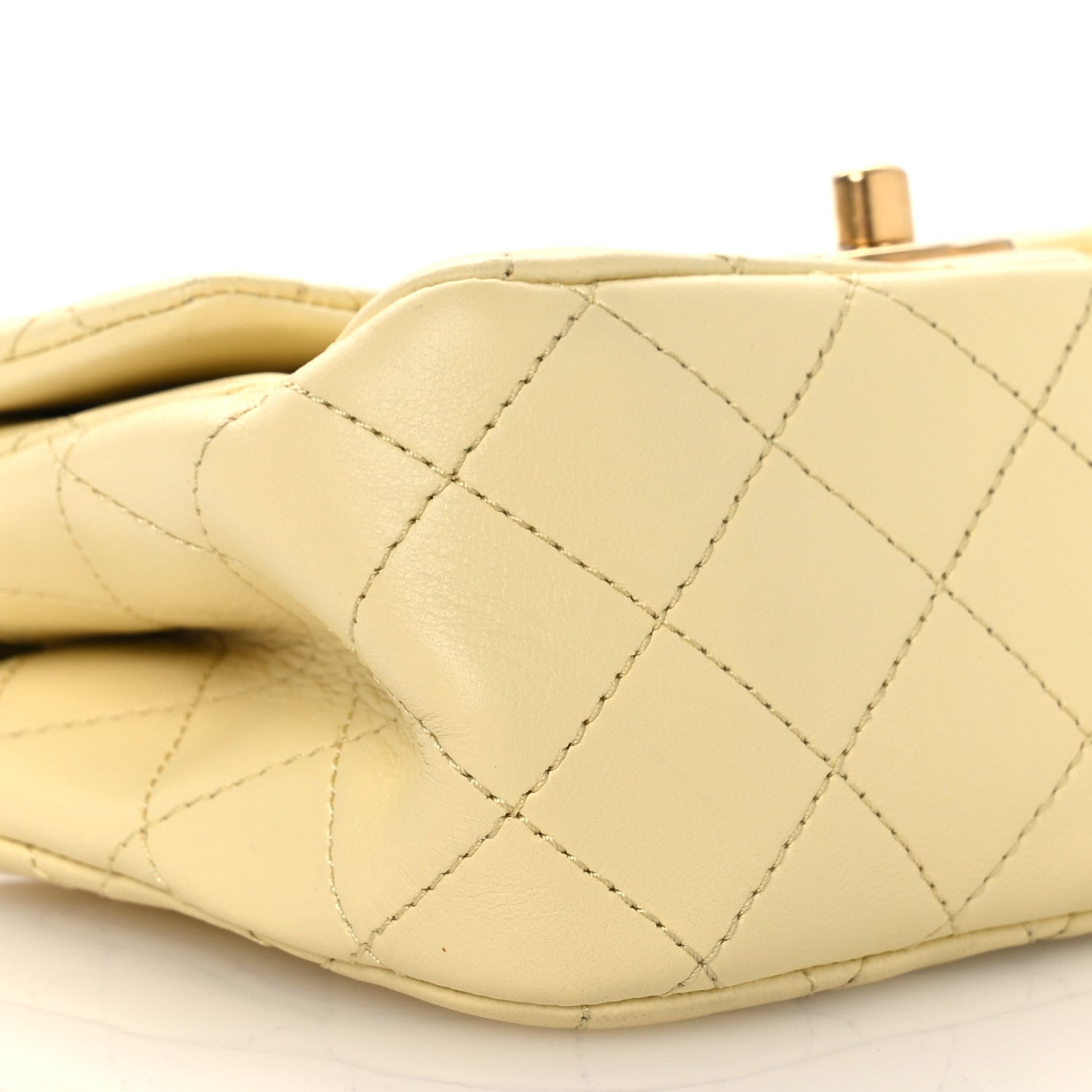 Lambskin Quilted Mini Sweet Camellia Flap Light Yellow