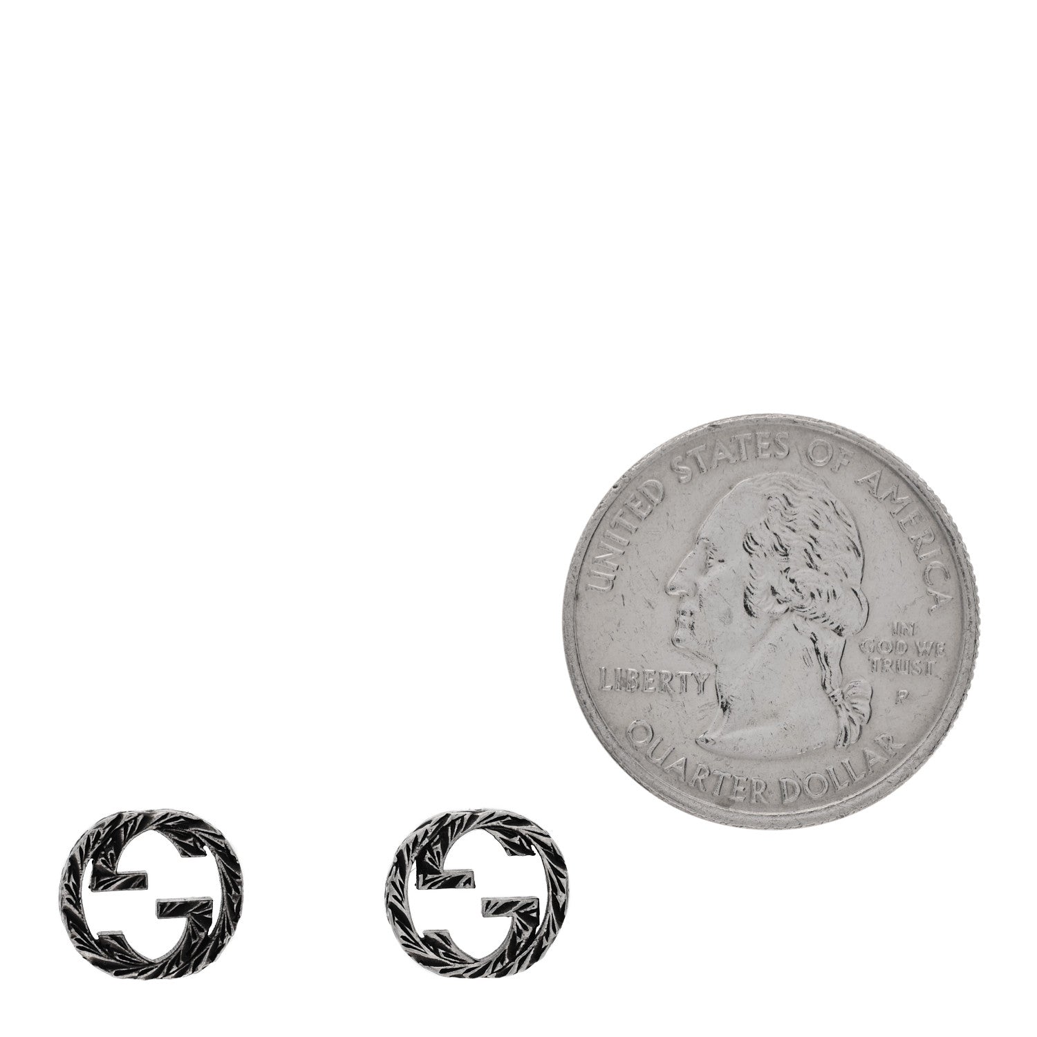 Sterling Silver Textured Interlocking G Stud Earrings