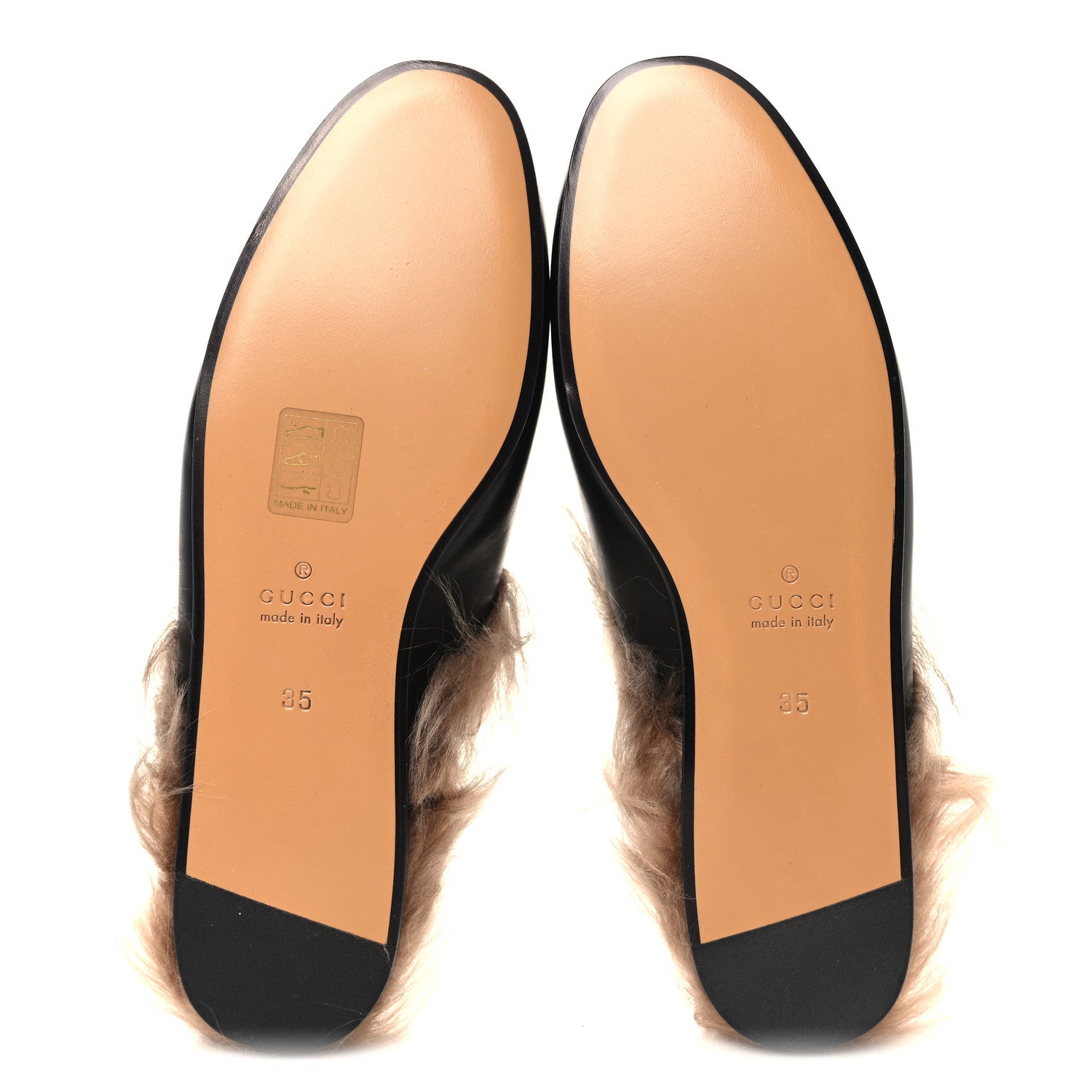 Calfskin Fur Womens Princetown Slippers 35 Black