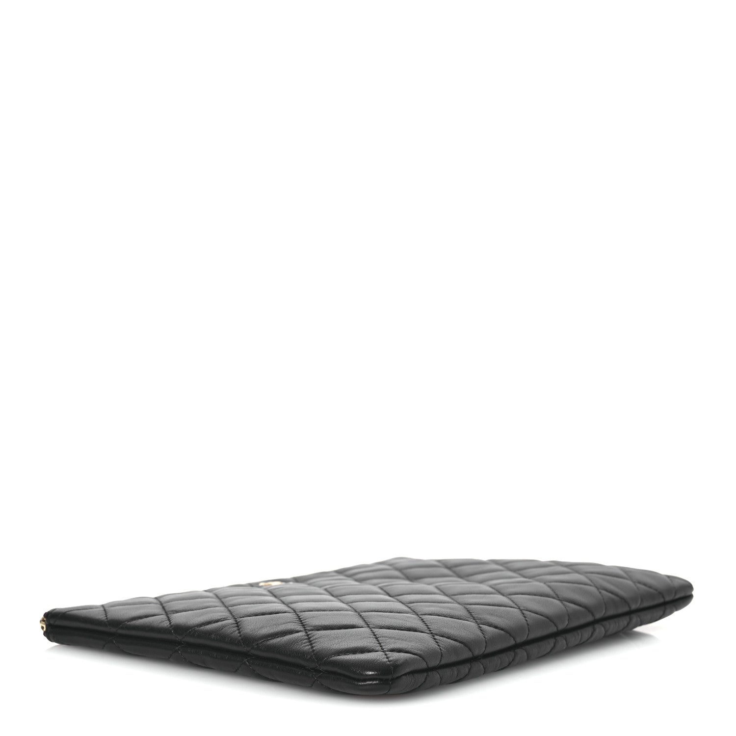 Lambskin Quilted Medium Cosmetic Case Black