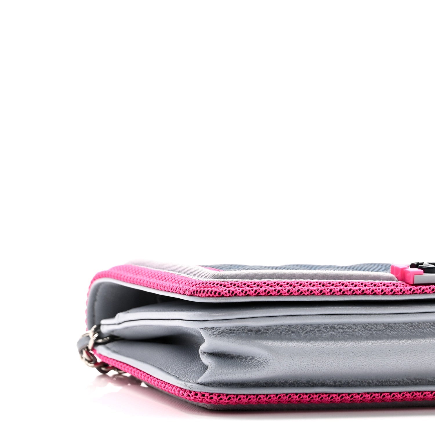 Canvas Quilted Fluo Boy Wallet On Chain WOC Dark Navy Fuchsia Grey