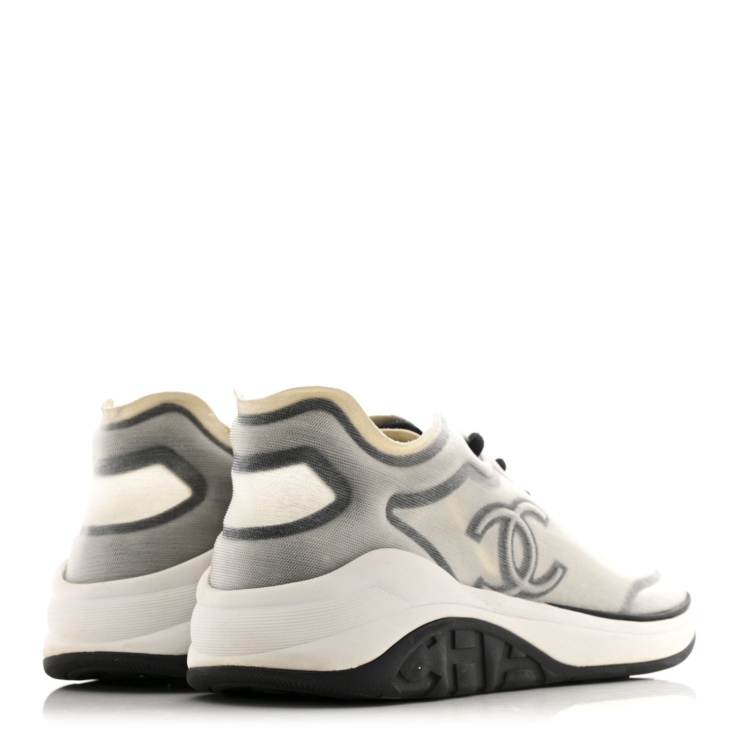 Calfskin Mesh Lycra Womens Logo Sneakers 39 White Grey