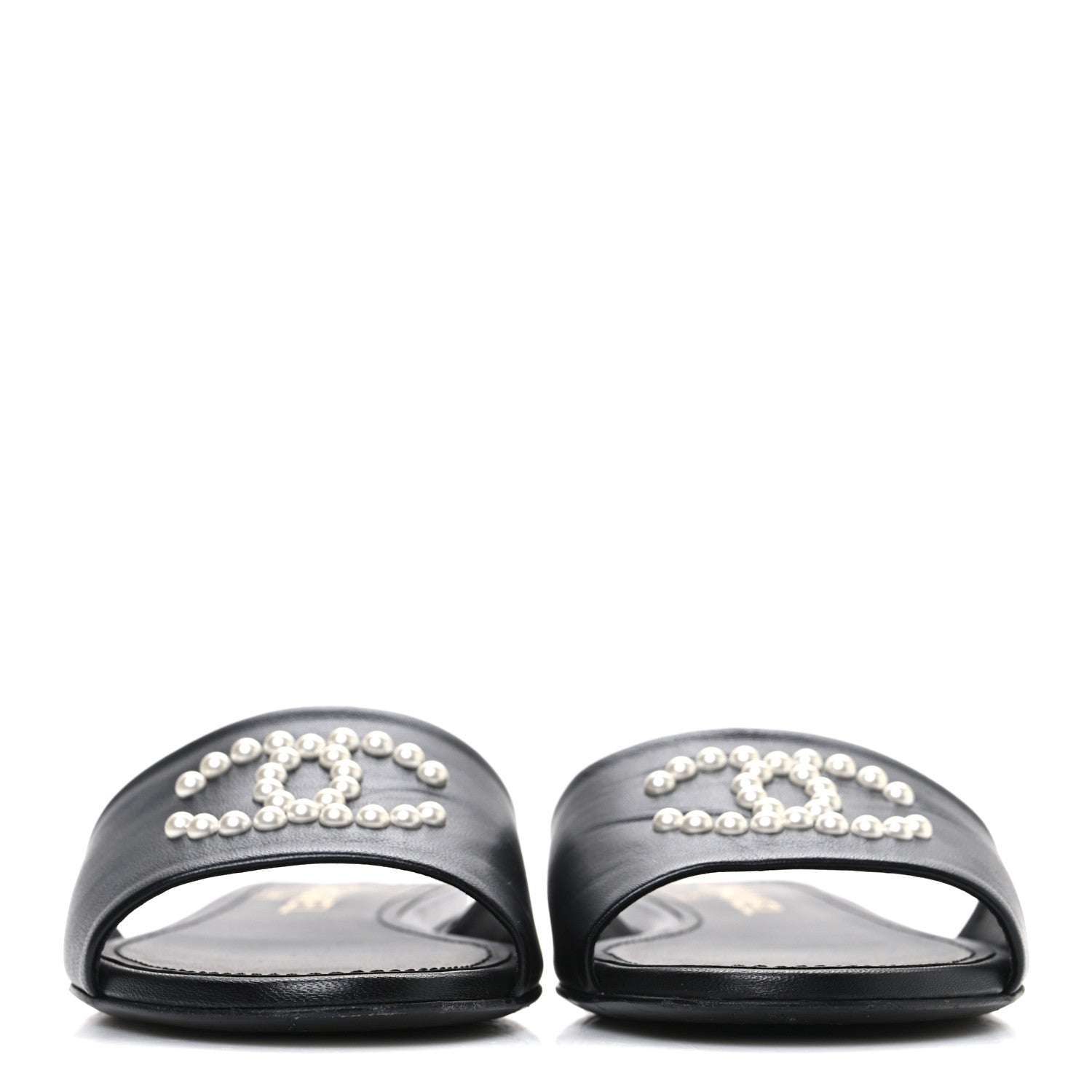 Lambskin Pearl CC Sandals 37.5 Black