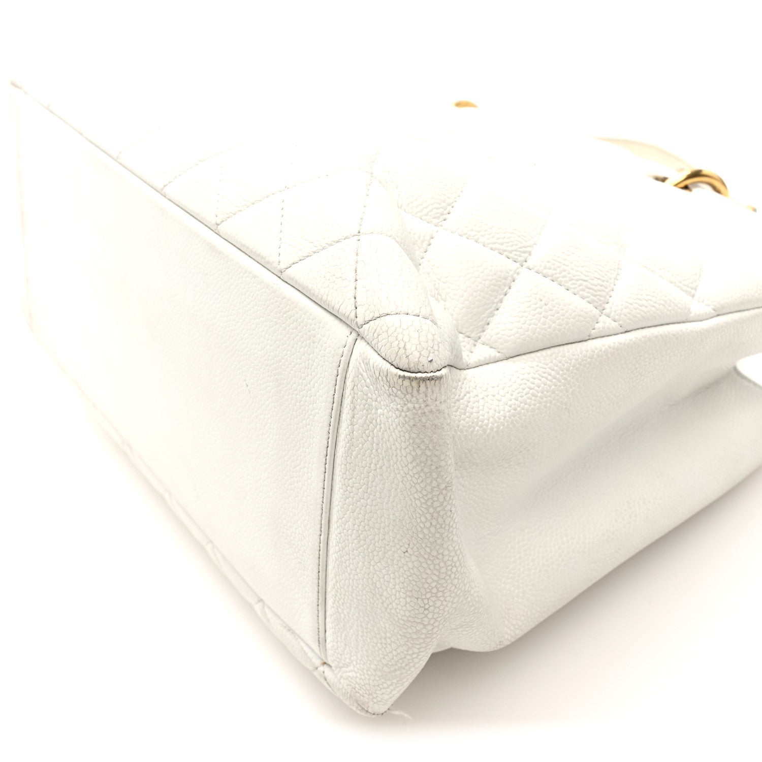 Caviar Quilted Grand Shopping Tote GST White