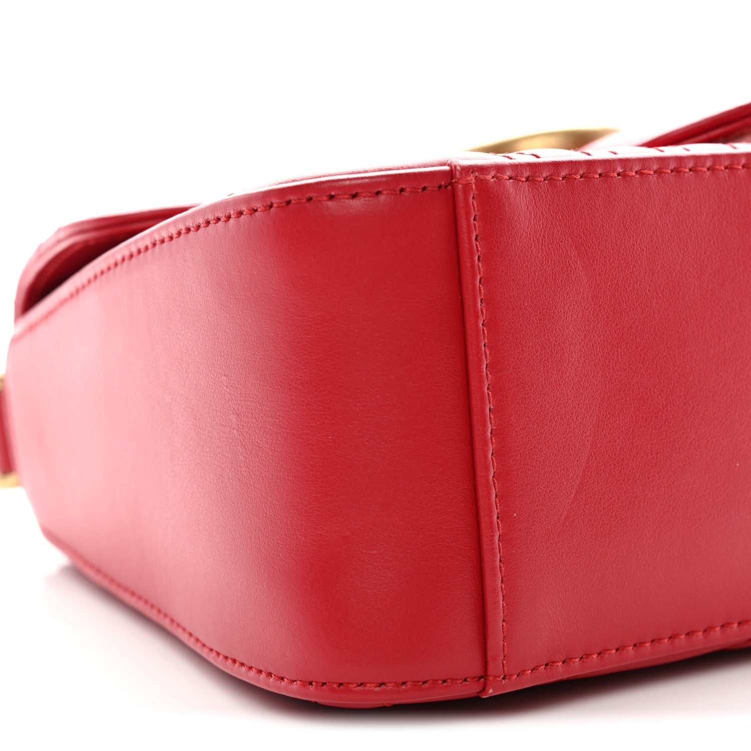Calfskin Matelasse Mini GG Marmont Top Handle Shoulder Bag Hibiscus Red