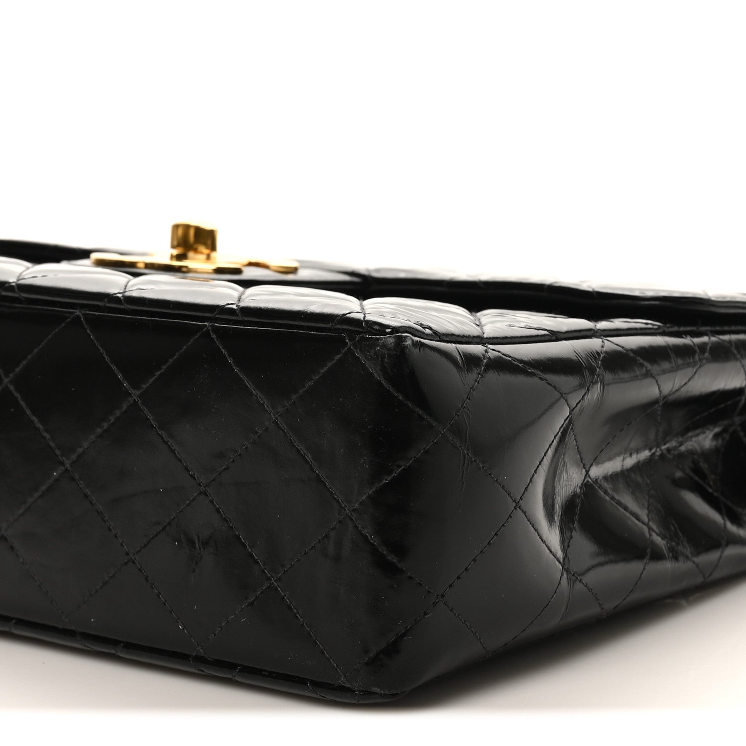 Patent Quilted XL Jumbo Single Flap Black