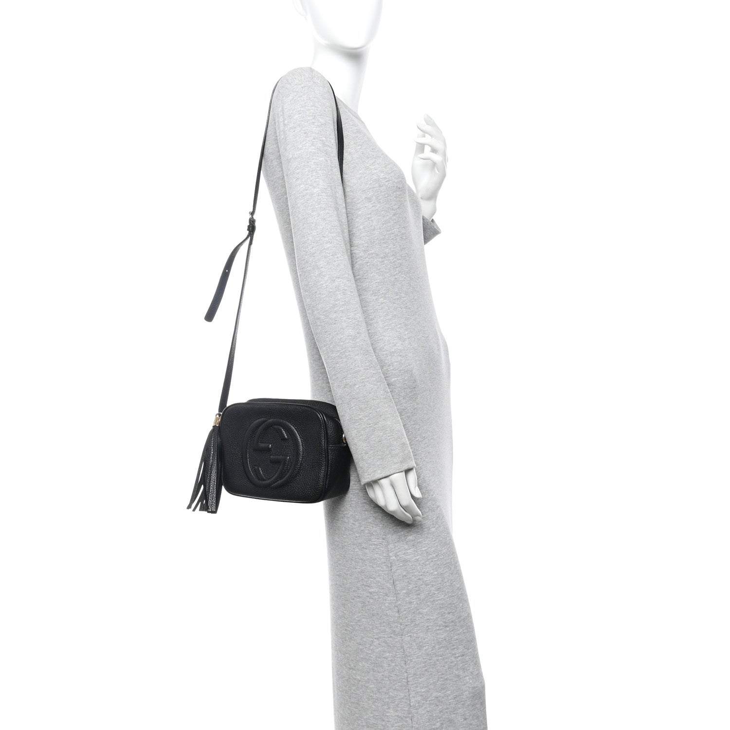 Pebbled Calfskin Small Soho Disco Bag Black