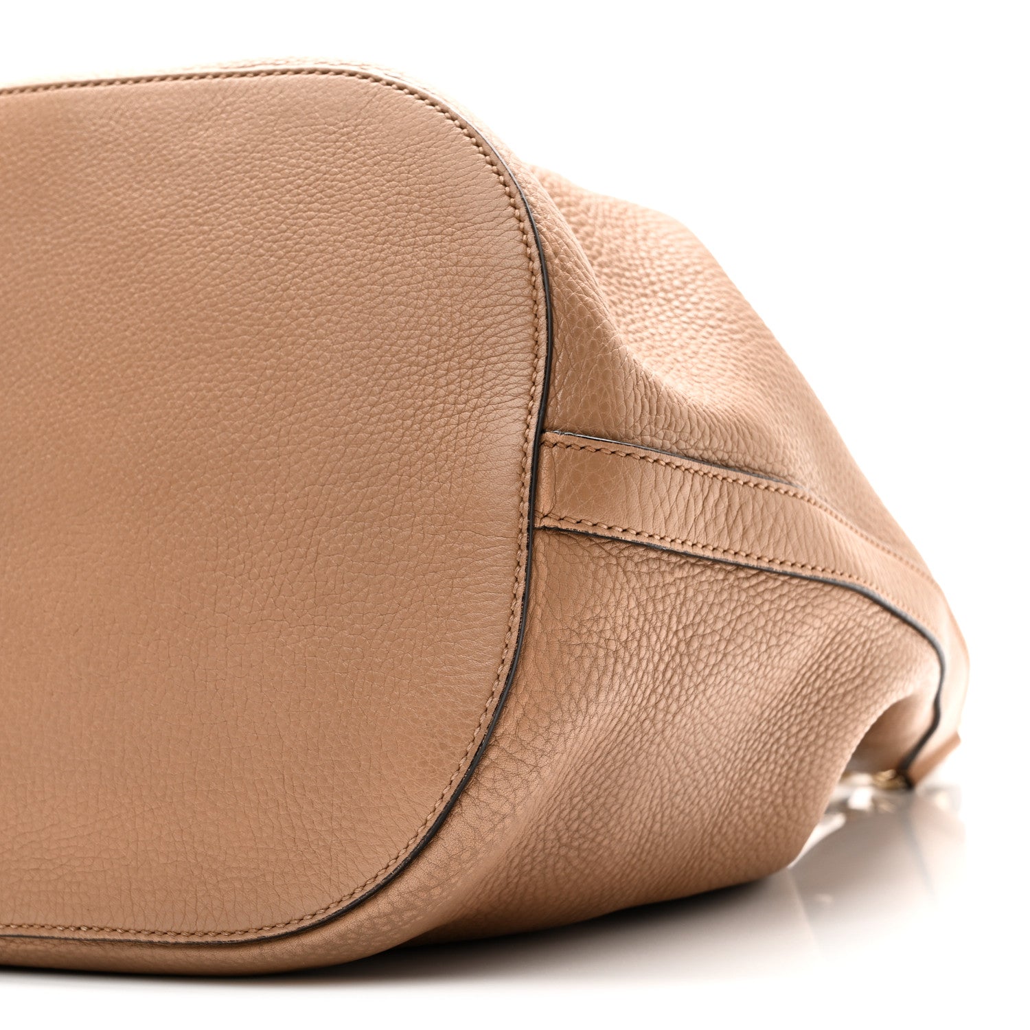Pebbled Calfskin Miss Bamboo Bucket Bag Camelia