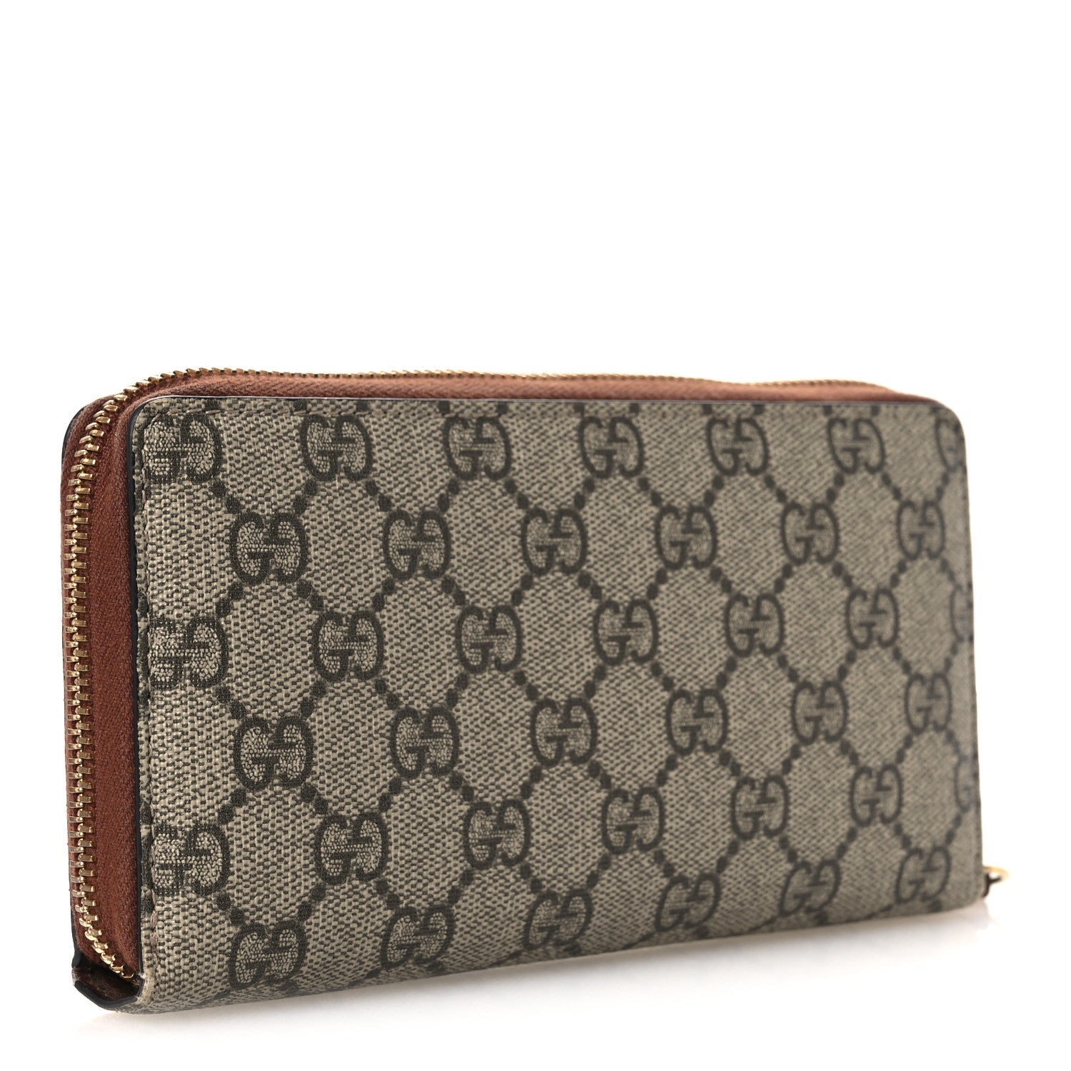 GG Supreme Monogram Cuoio Toscano Zip Around Wallet Beige Ebony Cuir