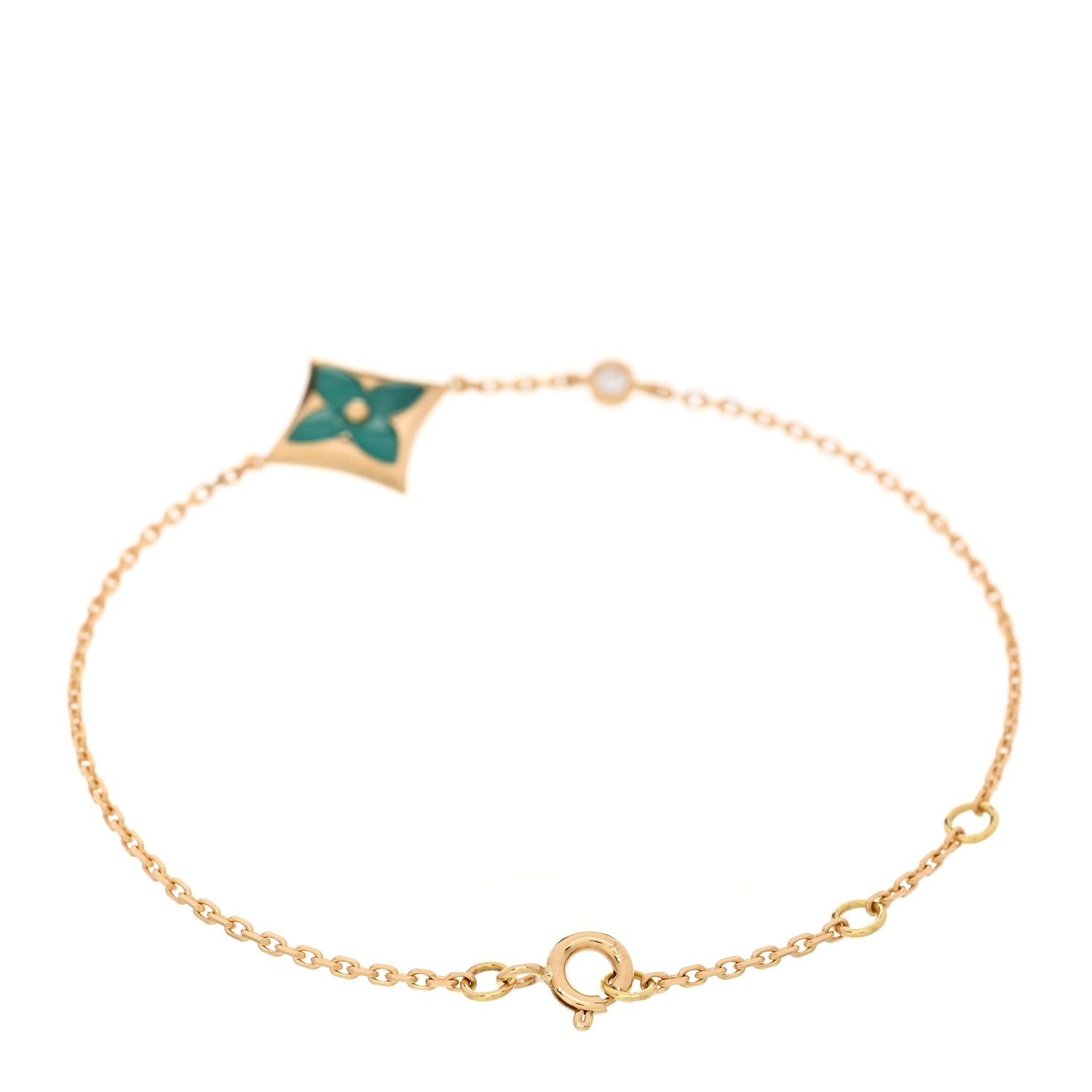 18K Yellow Gold Diamond Amazonite Color Blossom BB Star Bracelet