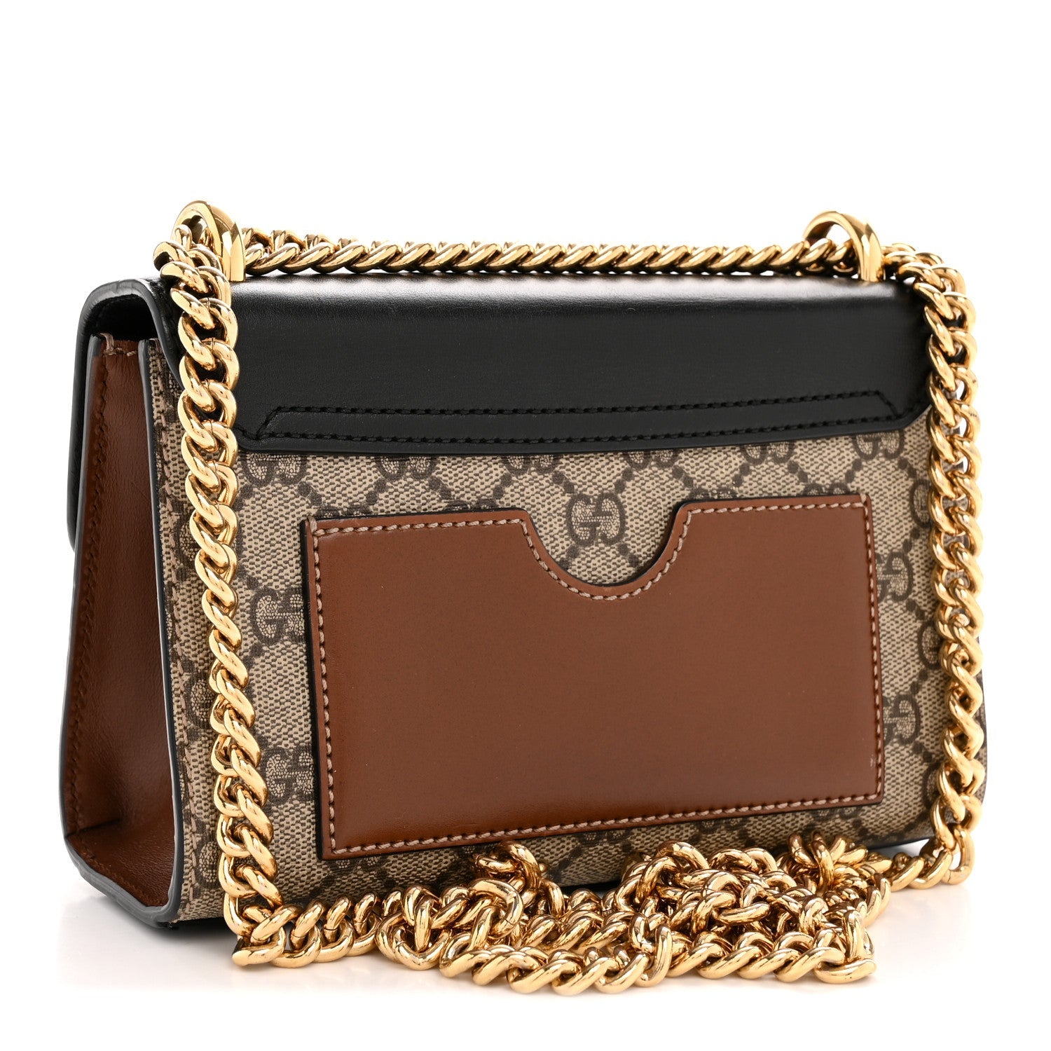 GG Supreme Monogram Calfskin Small Padlock Shoulder Bag Beige Black Cuir