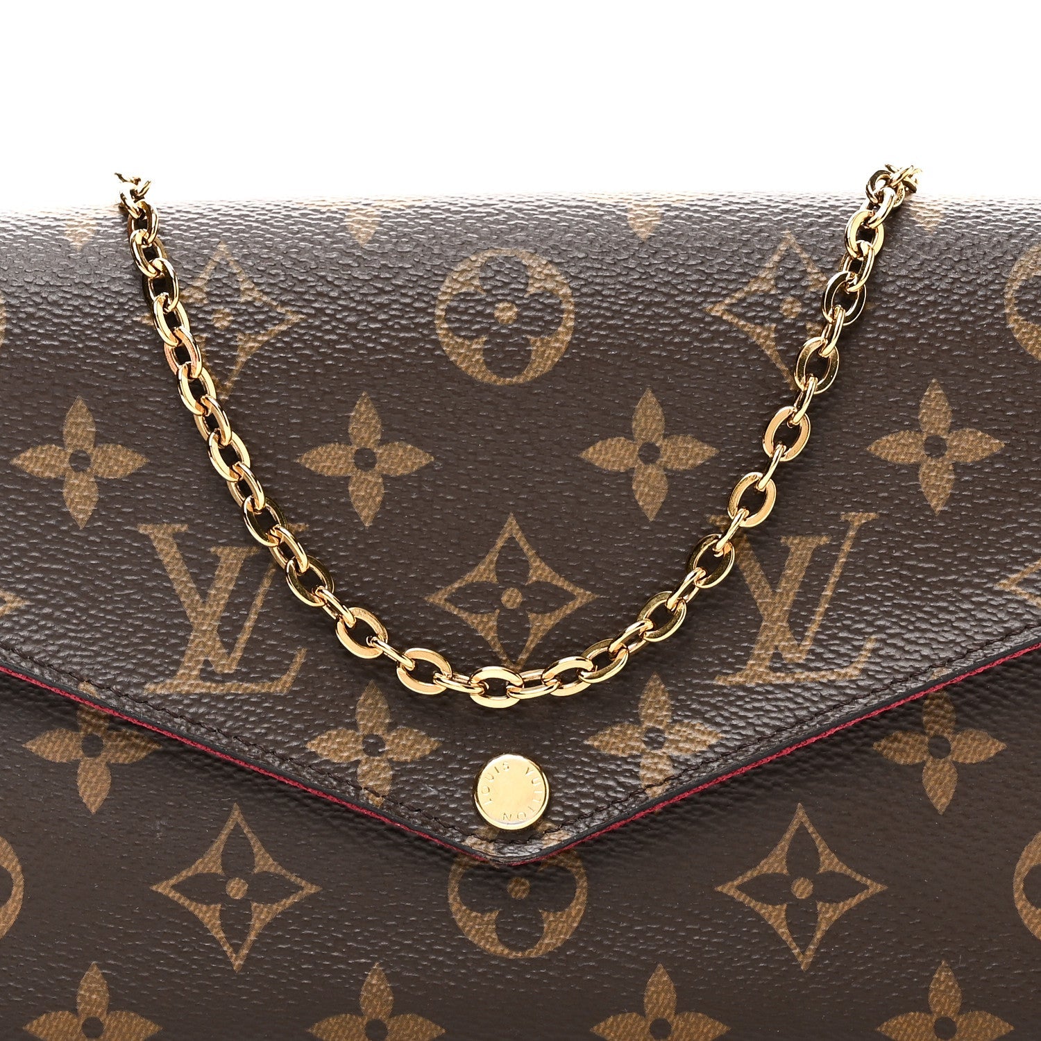 Monogram Pochette Felicie Chain Wallet Fuchsia