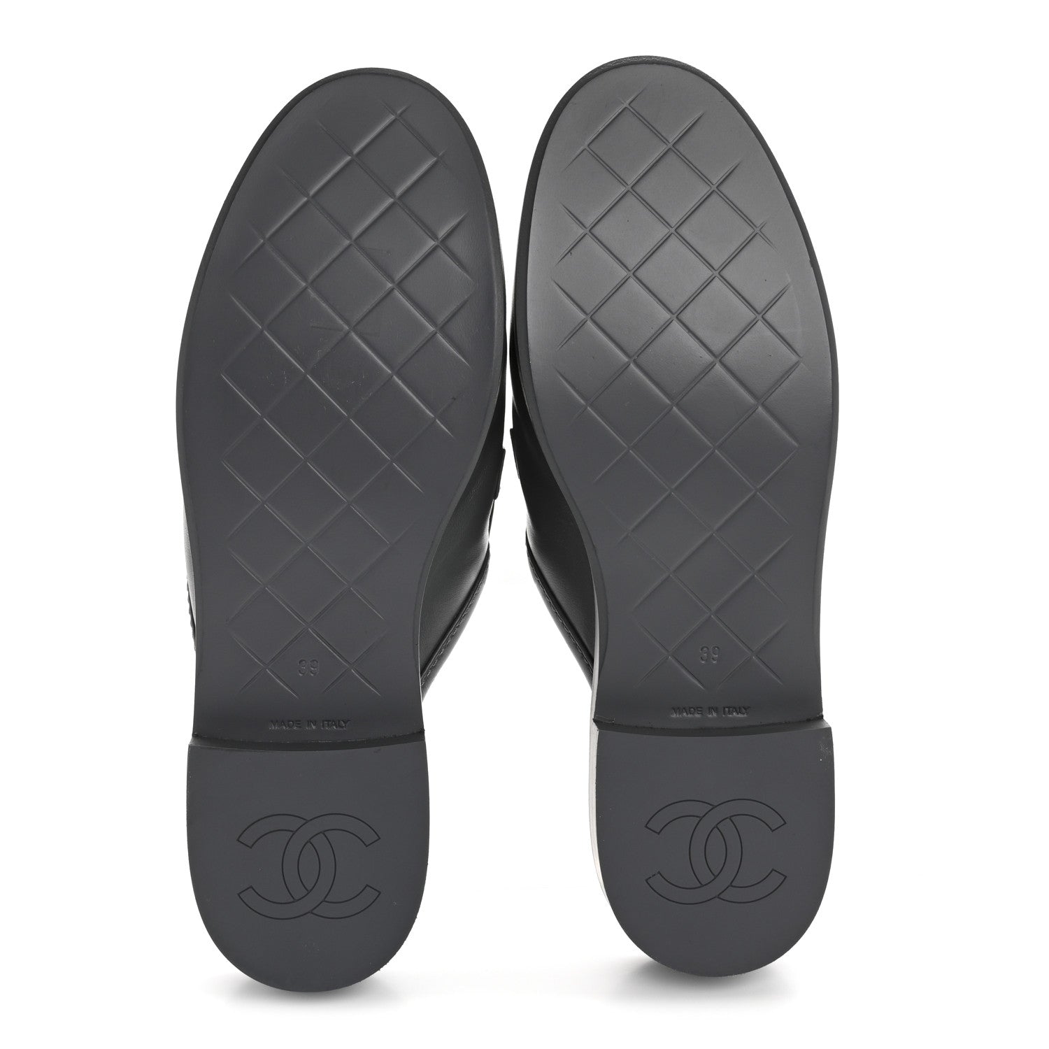 Lambskin Quilted CC Turnlock Mules 39 Grey
