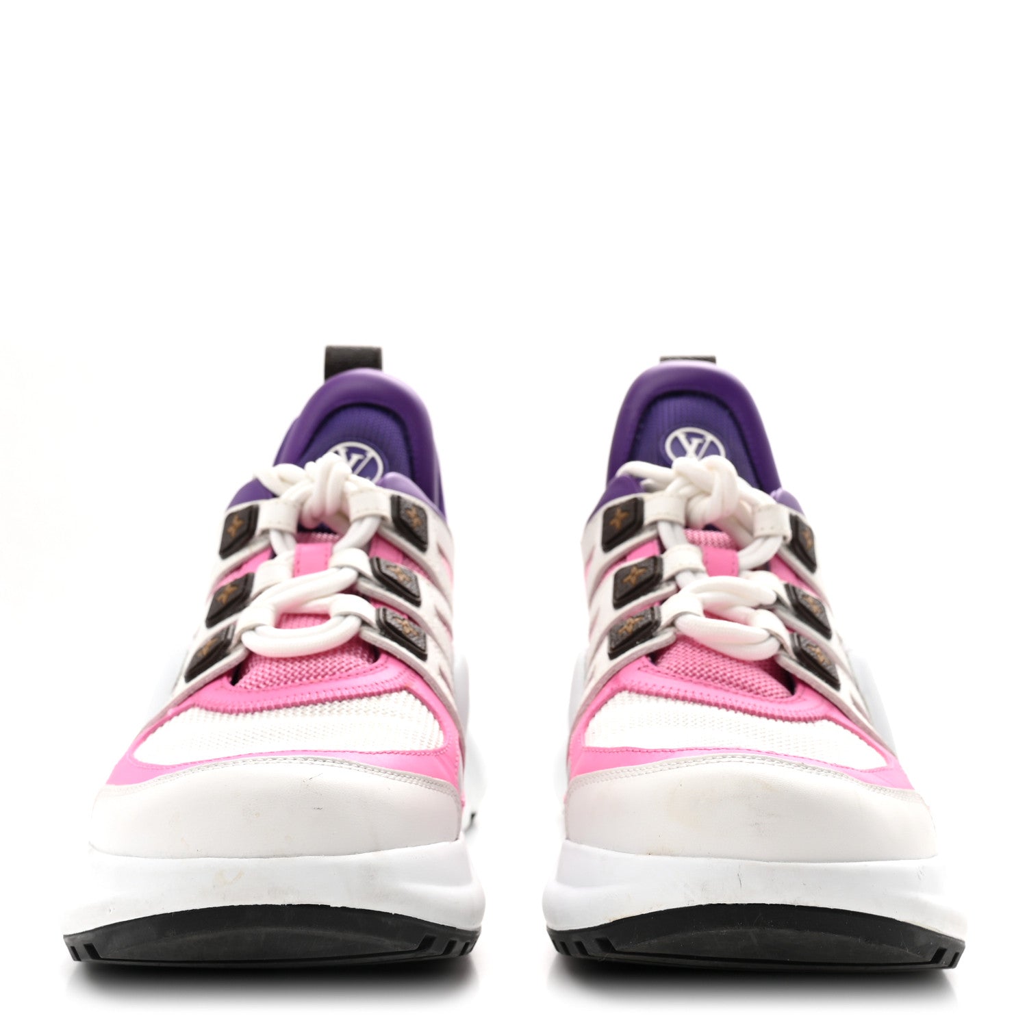 Calfskin Technical Nylon LV Archlight Sneakers 38 White Pink Purple