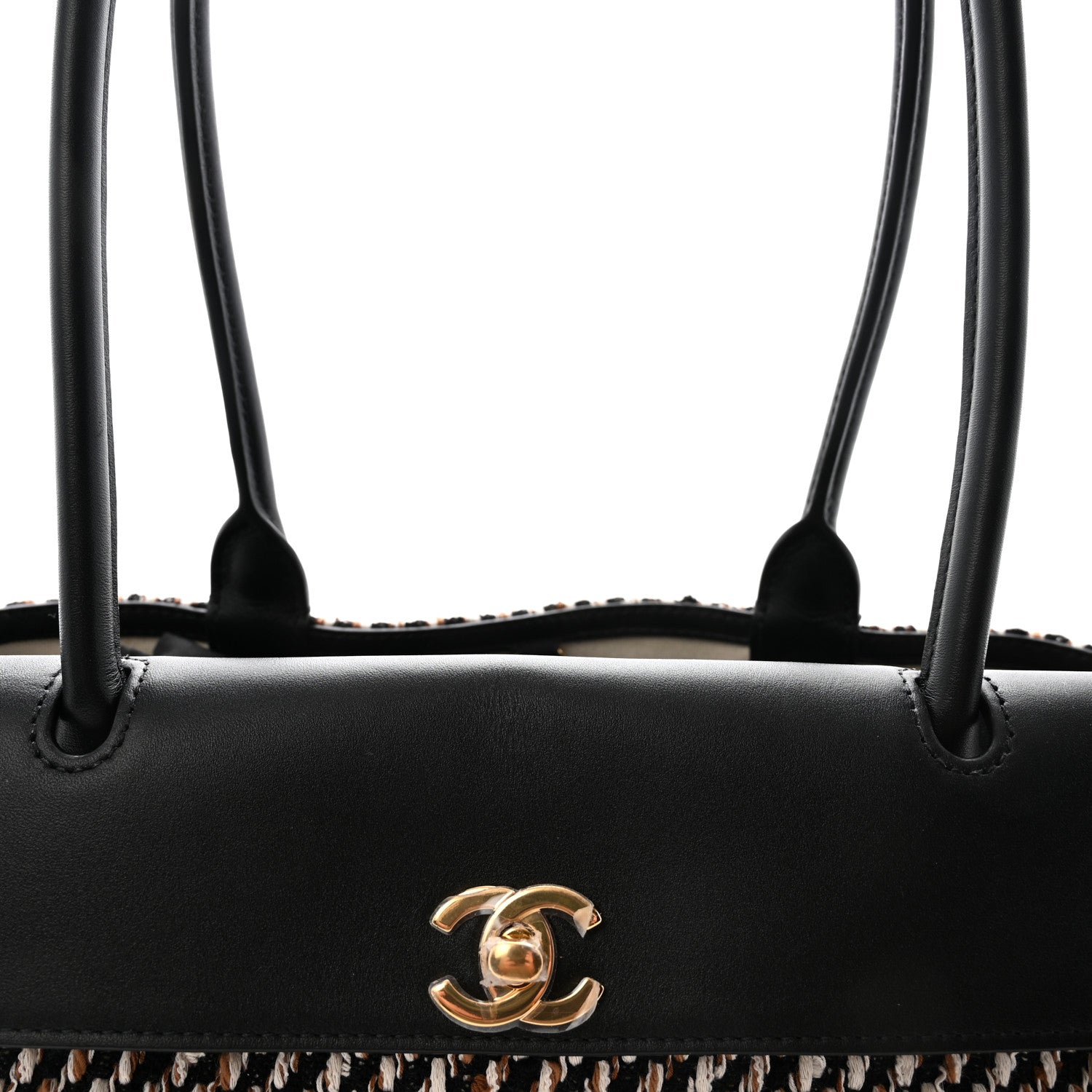 Tweed Calfskin Urban Essentials Small Shopping Bag Black Multicolor