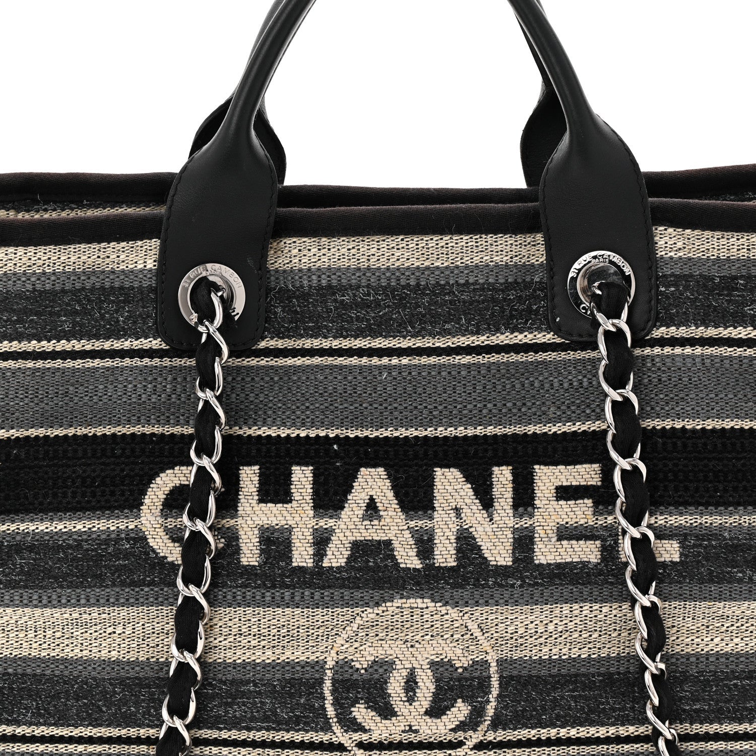 Striped Canvas Medium Deauville Black