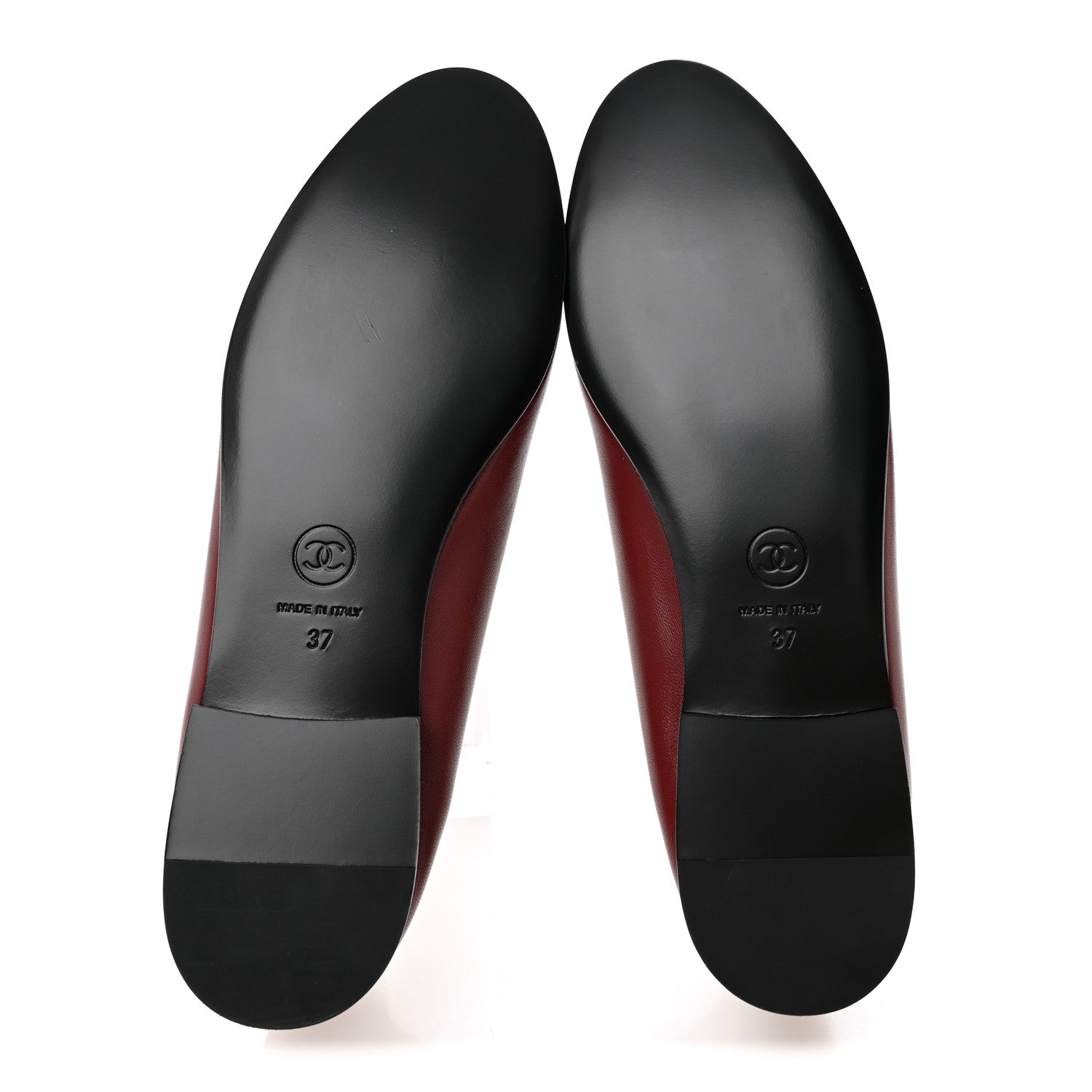 Lambskin Cap Toe CC Ballerina Flats 37 Burgundy Black