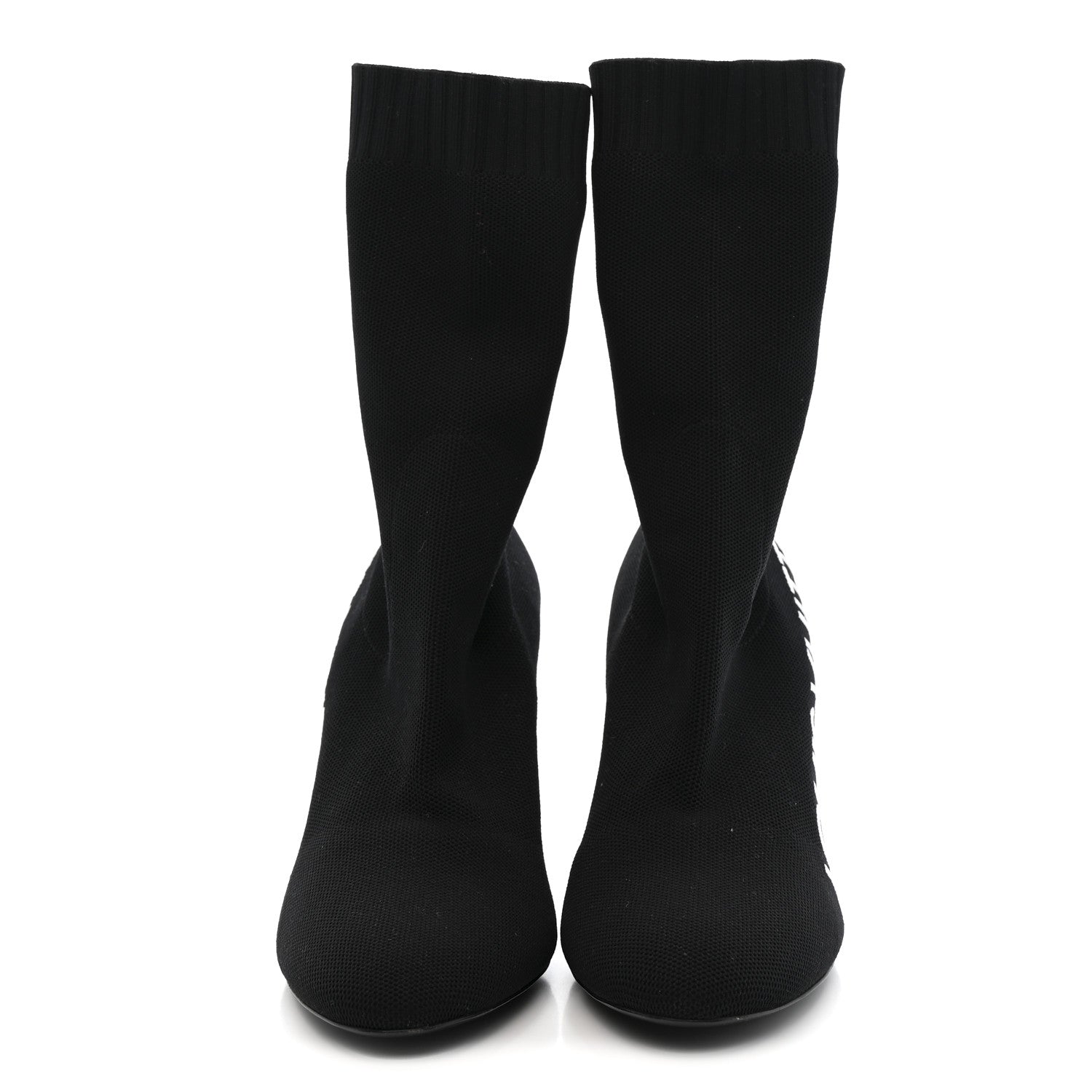 Stretch Fabric Silhouette Ankle Boots 40 Black