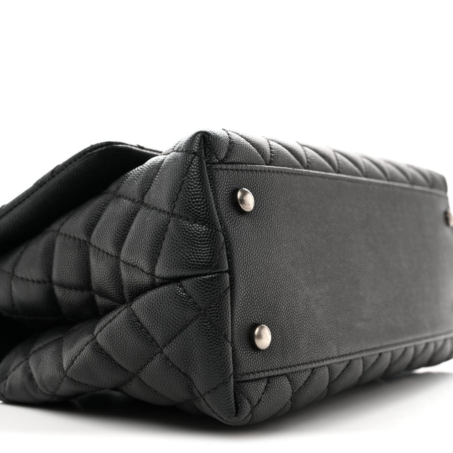 Caviar Lizard Embossed Quilted Small Coco Handle Flap Black
