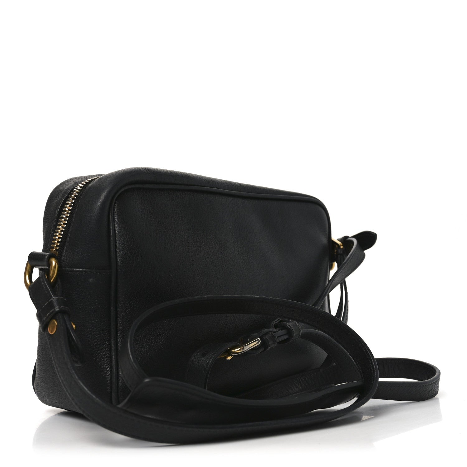 Glace Calfskin Embossed Logo Crossbody Black