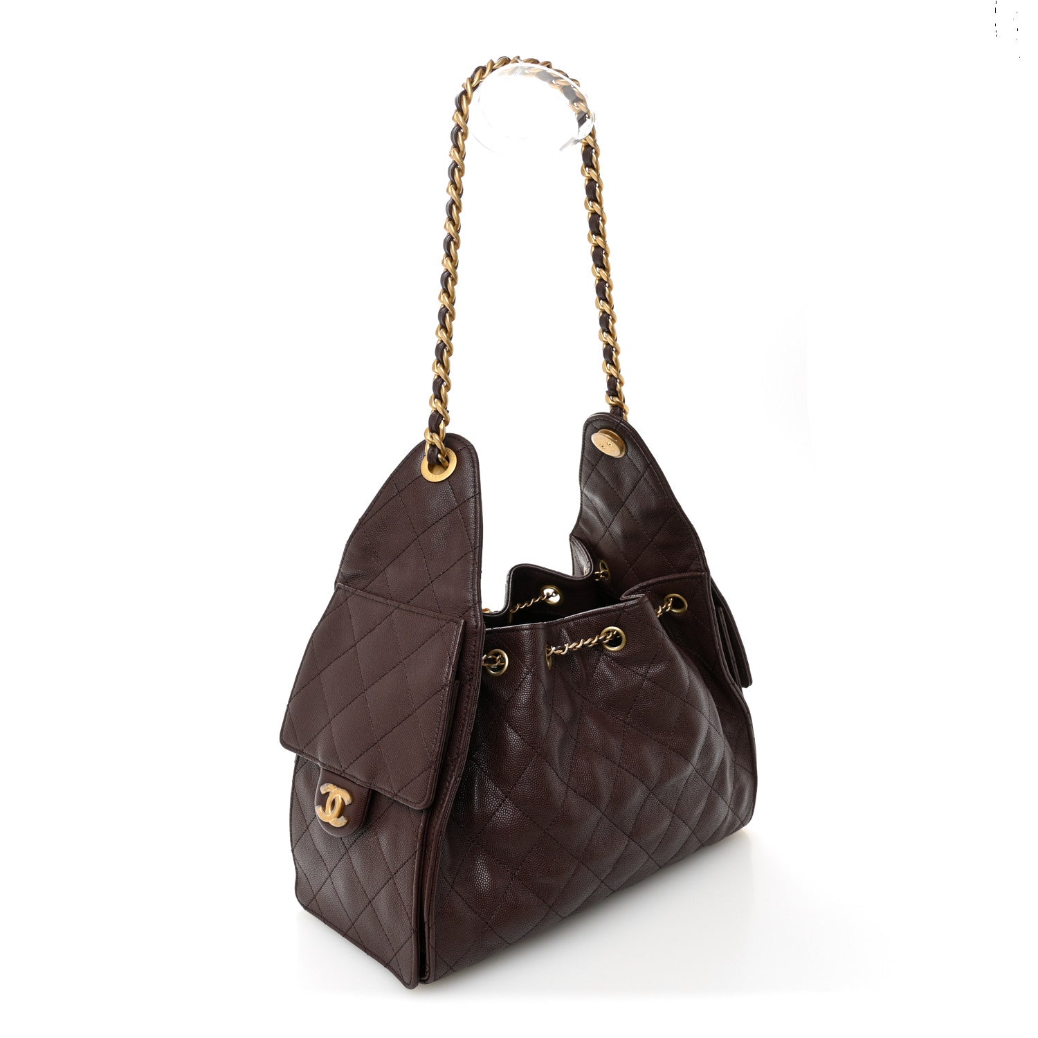 Caviar Quilted Small Chanel 25 Handbag Dark Brown