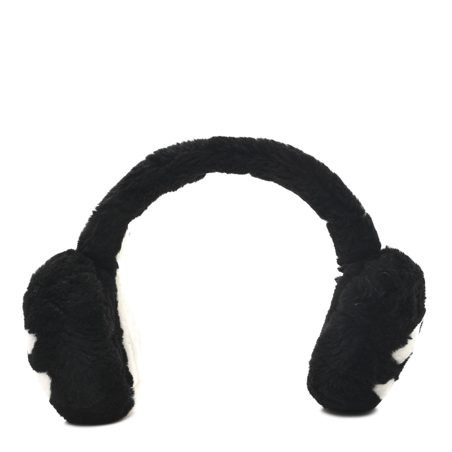 Shearling CC Ear Muffs Black White