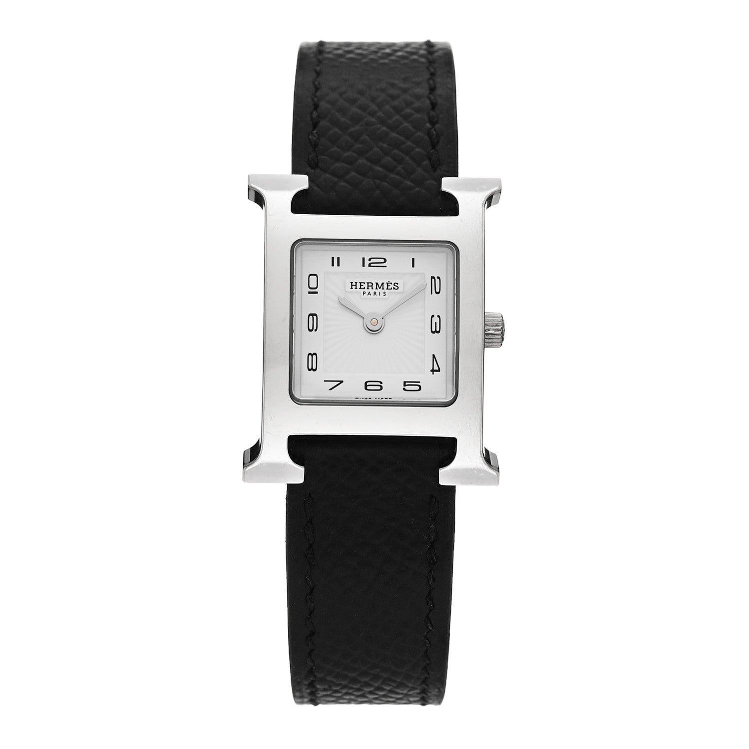 Stainless Steel Epsom 21mm Heure H Hour Quartz Watch Noir