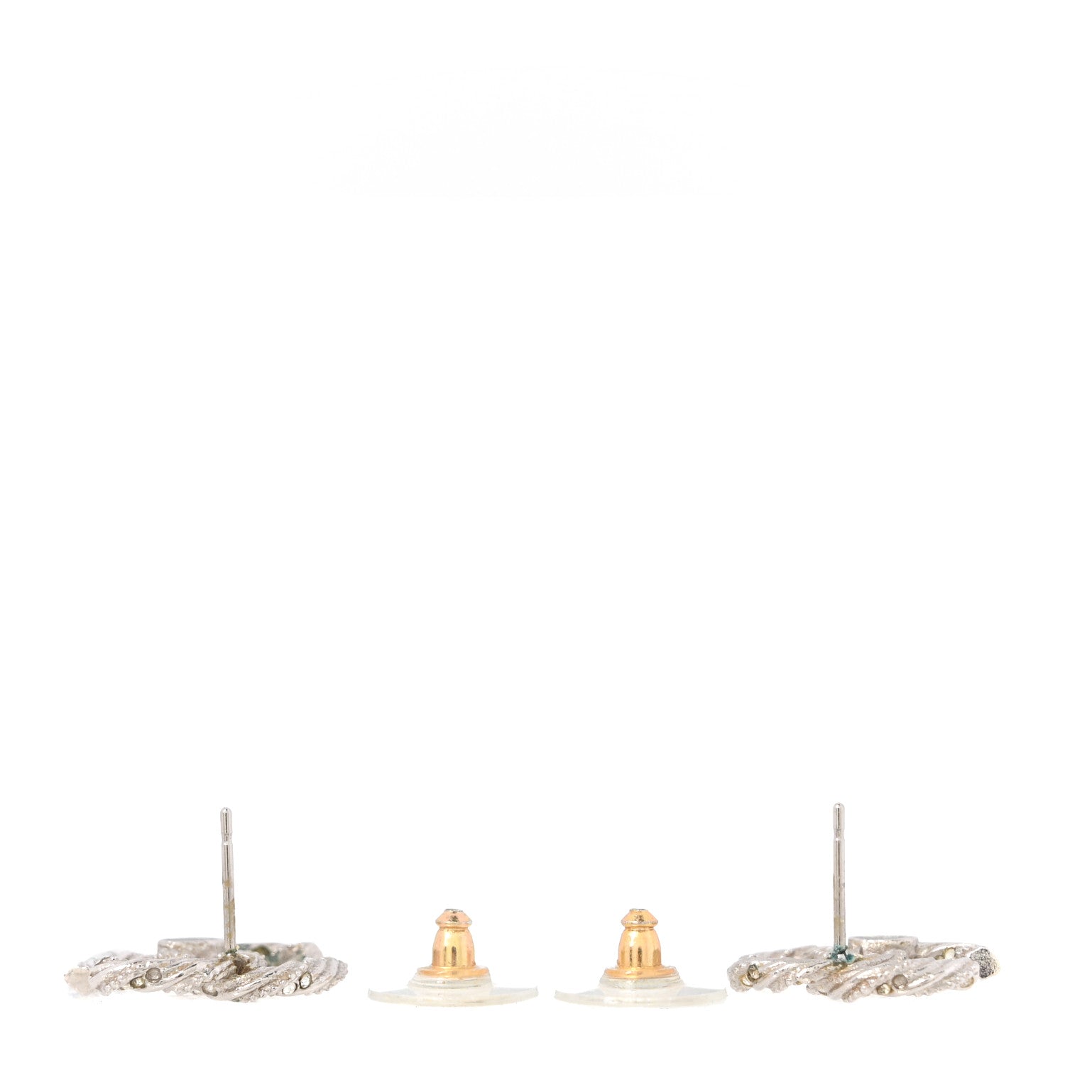 Crystal Twisted CC Earrings Silver