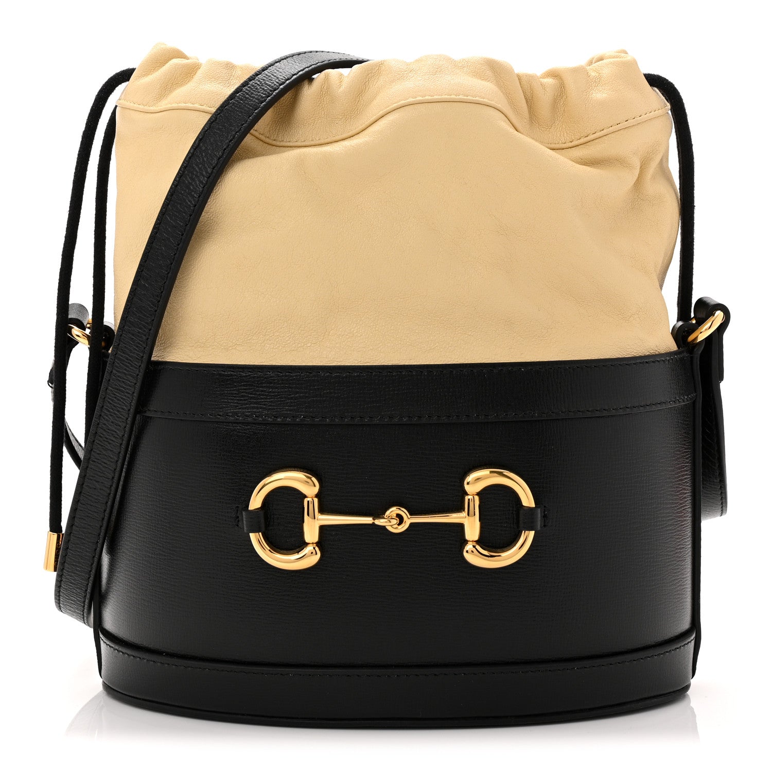 Azalea Sakai Be Green Calfskin Horsebit 1955 Drawstring Bucket Bag Black Butter