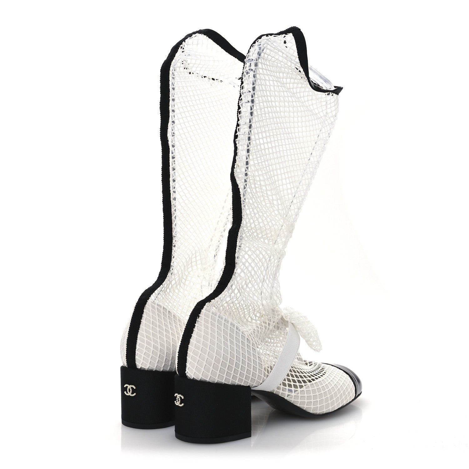 Mesh Kid Suede Patent Mary Jane Short Boots 39 White Black