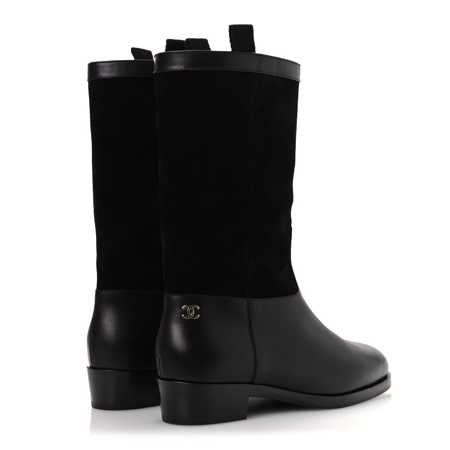 Suede Calfskin CC Short Boots 37 Black