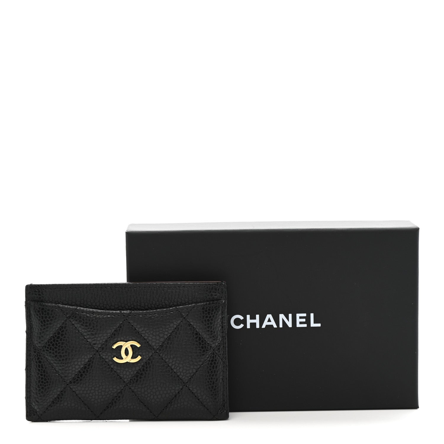 Caviar Quilted Card Holder Black