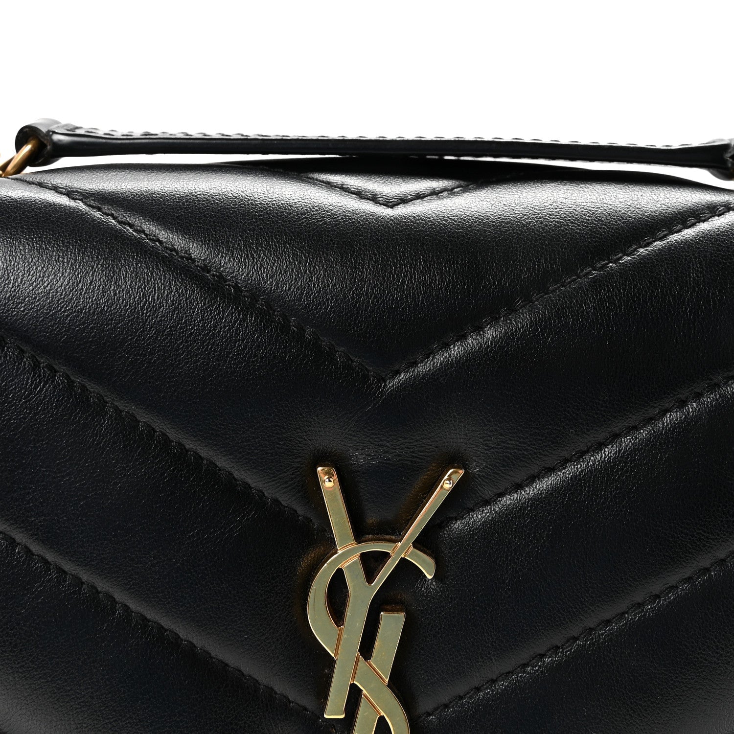 Calfskin Y Quilted Monogram Small Loulou Chain Satchel Black