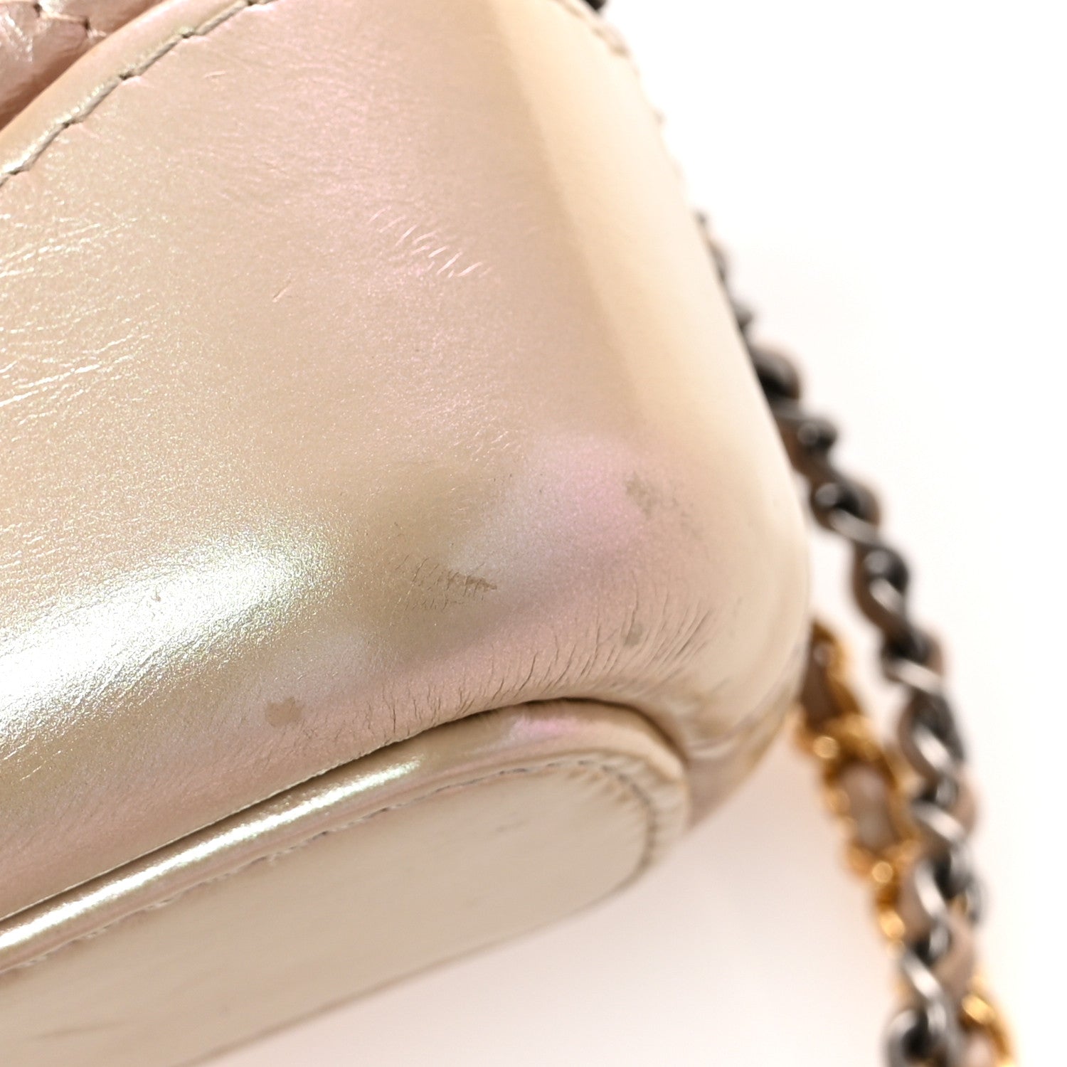 Iridescent Aged Calfskin Quilted Small Gabrielle Hobo Light Pink