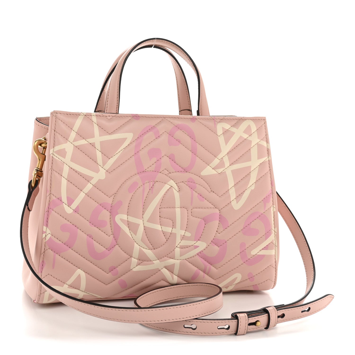 Calfskin Matelasse GucciGhost Small GG Marmont Tote Perfect Pink Rosa Ivory