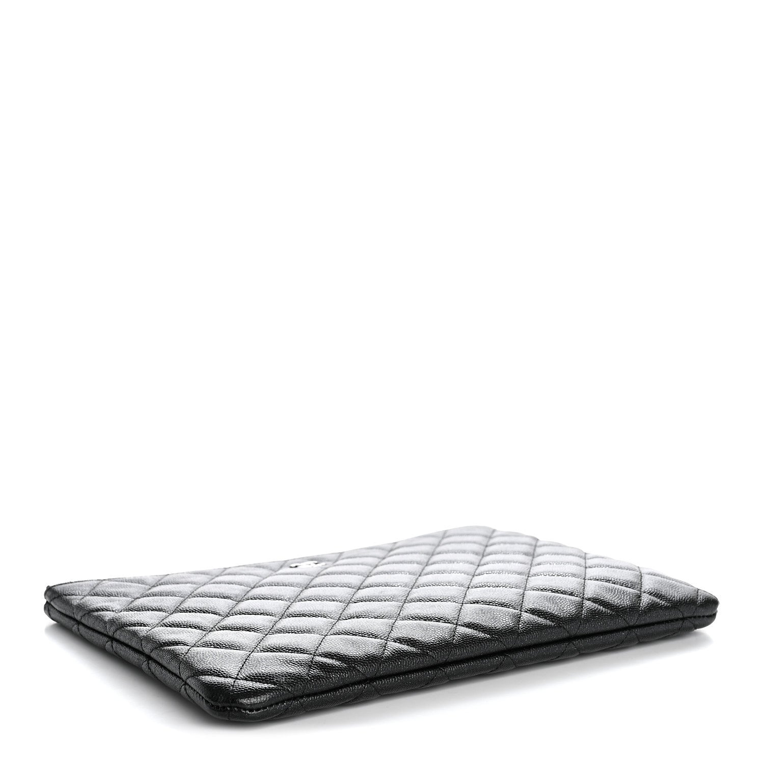 Iridescent Caviar Quilted Medium Cosmetic Case Black
