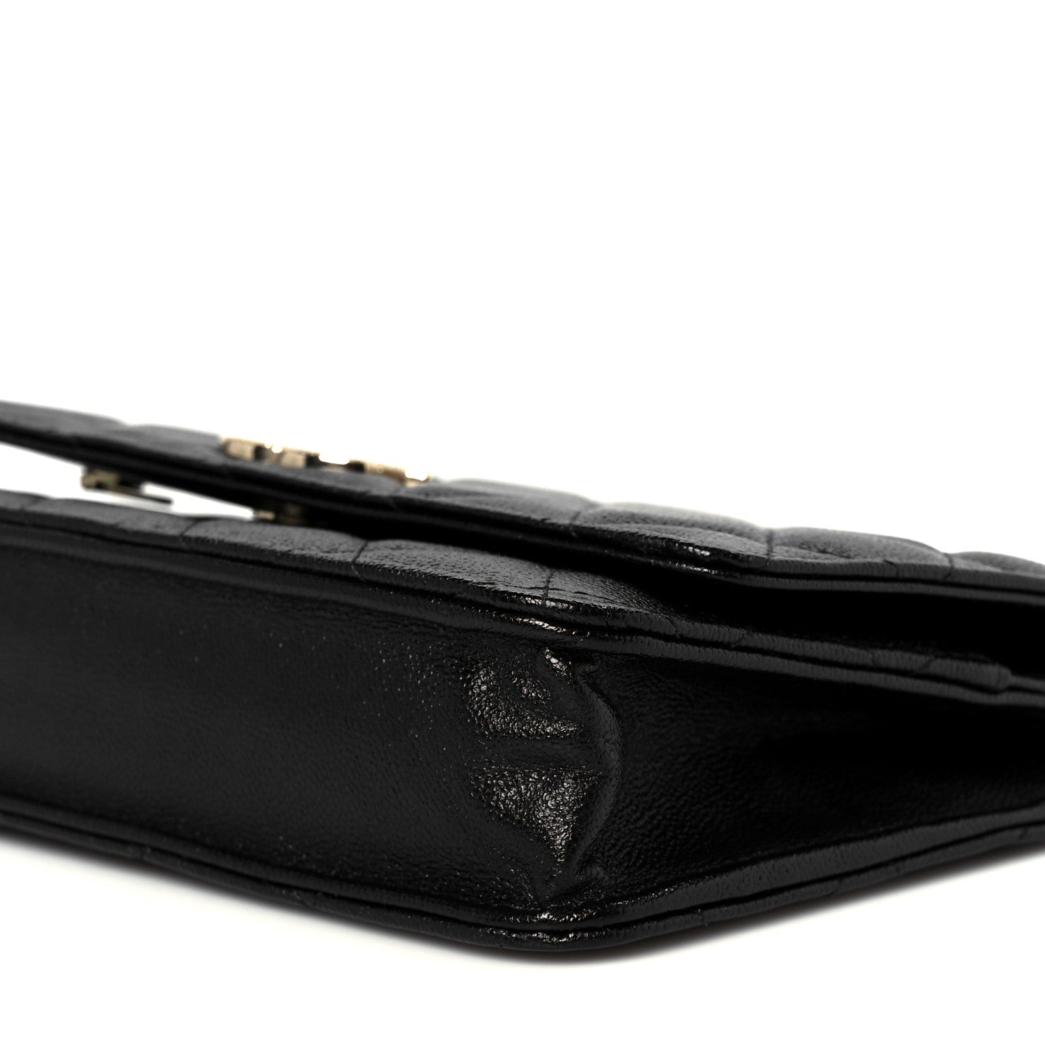 Caviar Quilted Studded CC Wallet on Chain WOC Black