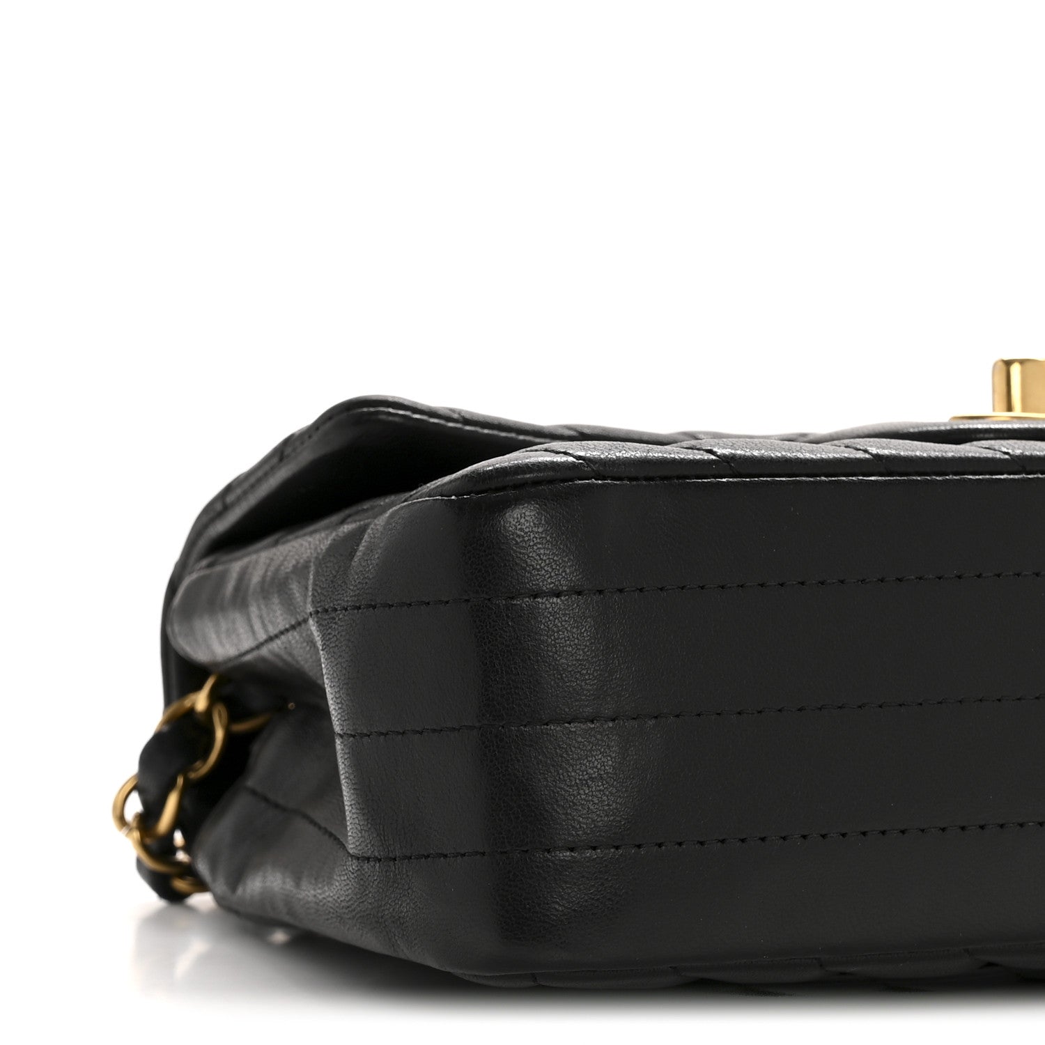 Lambskin Chevron Quilted Mini Rectangular Flap Black