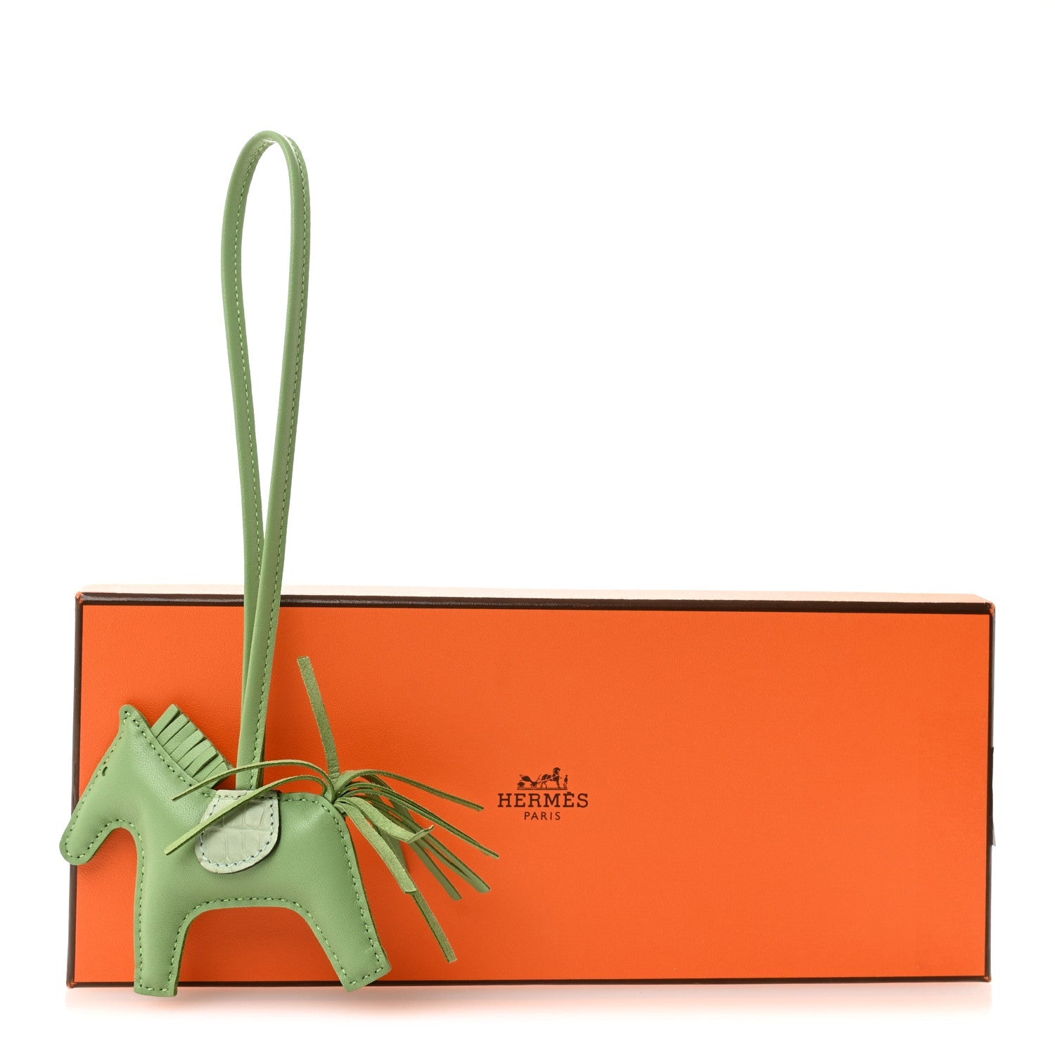 Milo Lambskin Matte Alligator Touch Grigri Rodeo Horse Bag Charm PM Vert Criquet Vert D'eau