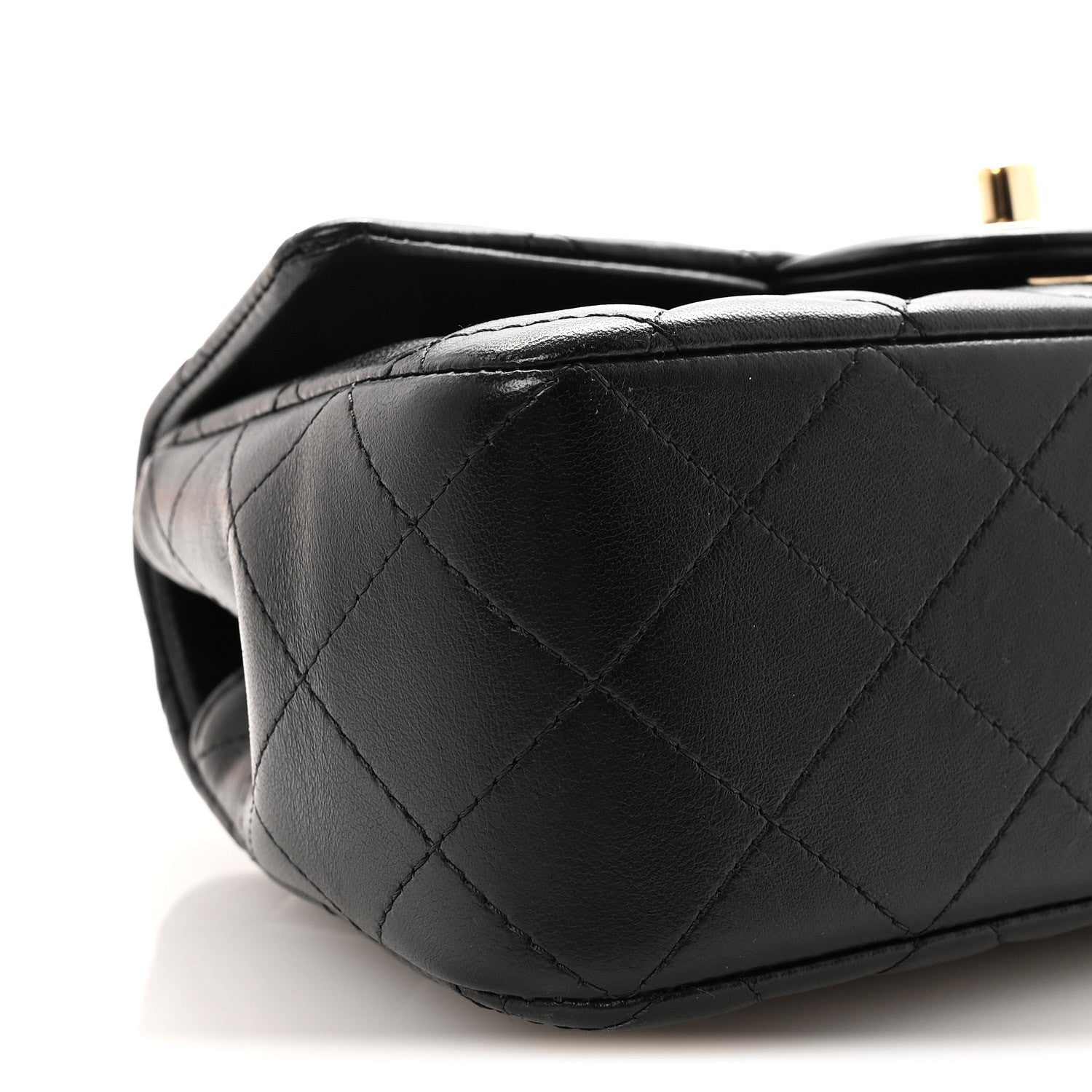 Lambskin Quilted Mini Top Handle Rectangular Flap Black