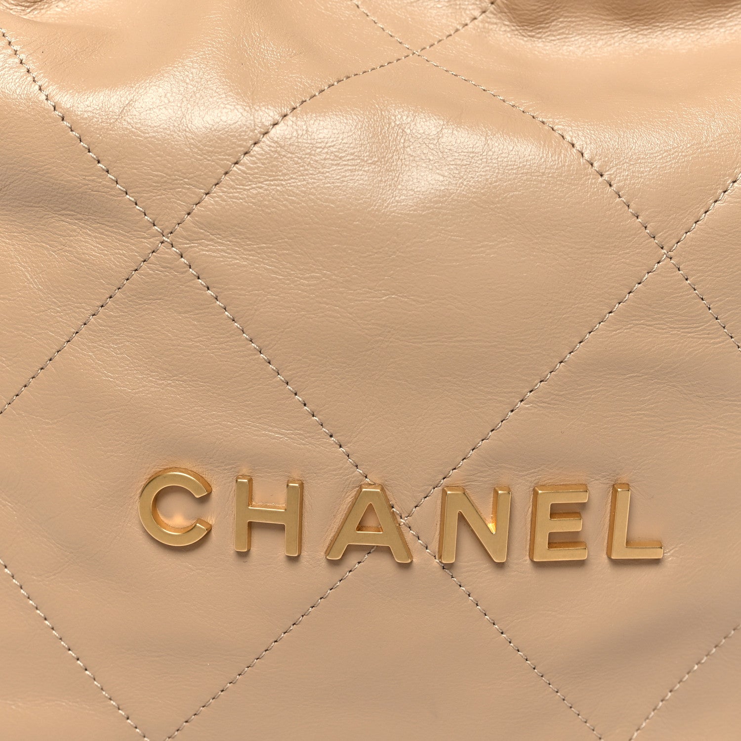 Shiny Calfskin Quilted Small Chanel 22 Beige