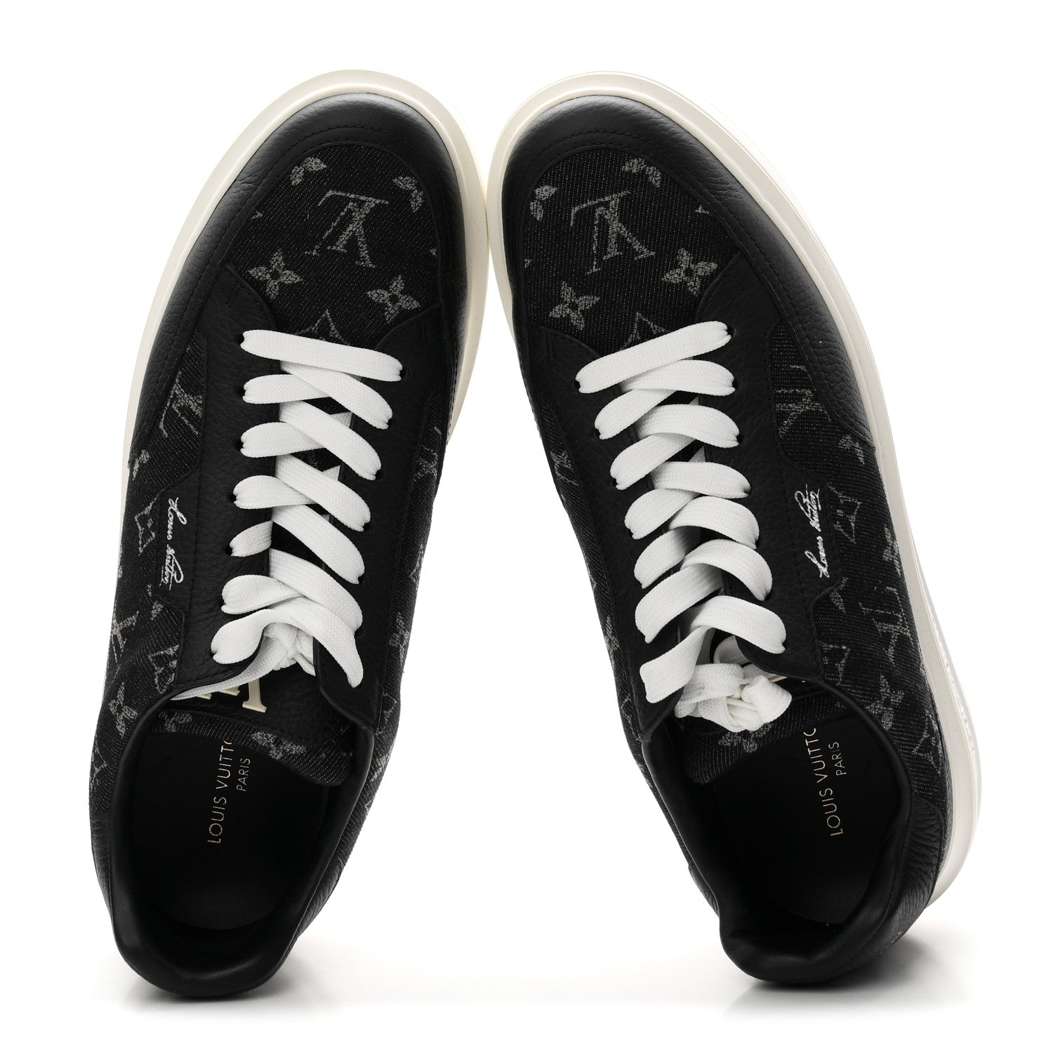 Denim Calfskin Mens Beverly Hills Sneakers 8.5 Black