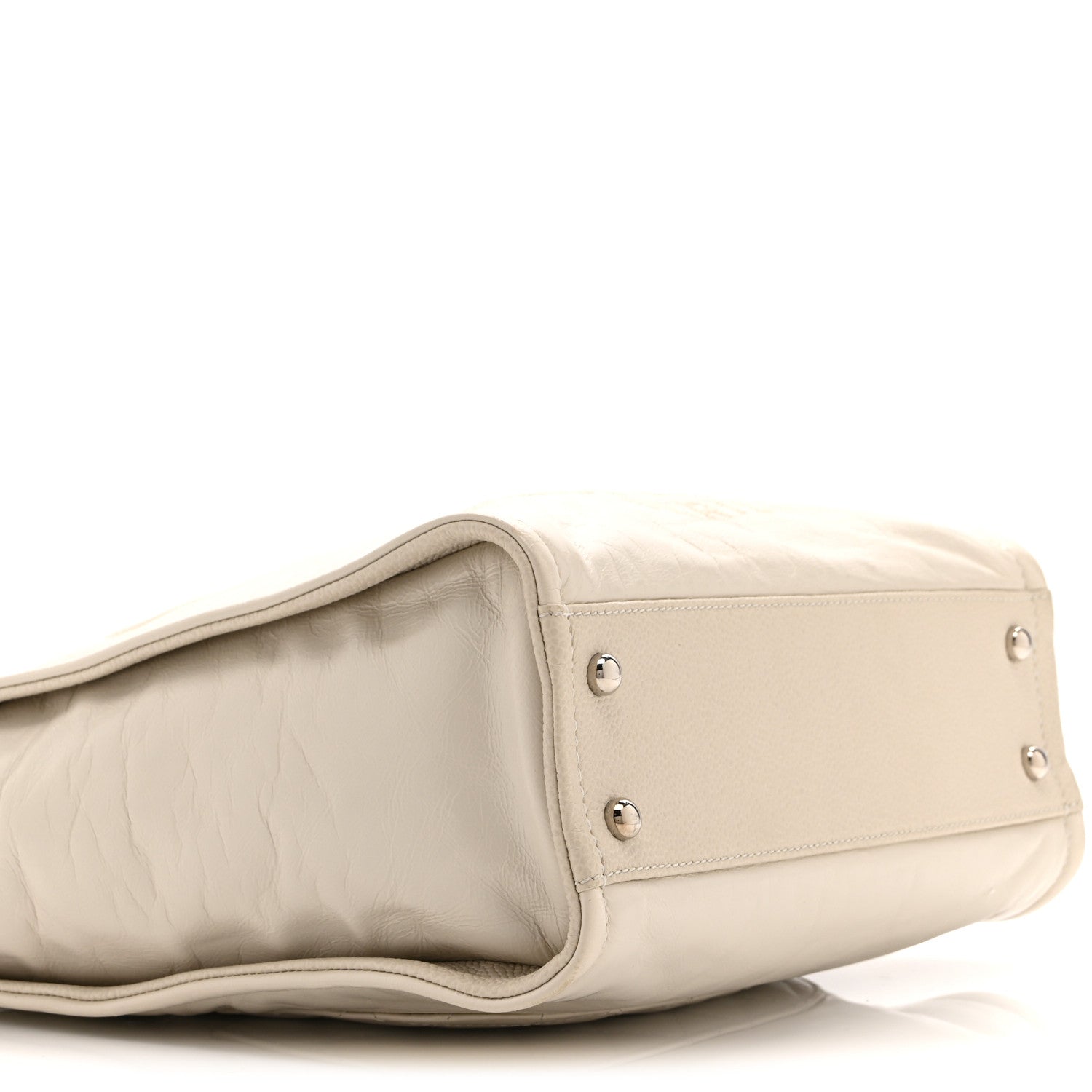 Glazed Calfskin Mini Deauville Tote White