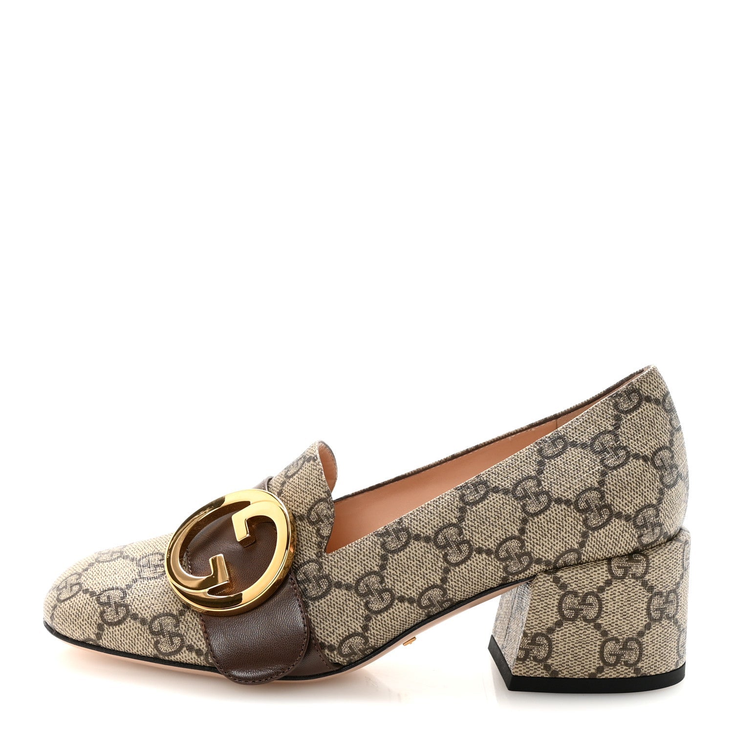 GG Supreme Monogram Malaga Kid Blondie Pumps 35.5 Beige Ebony New Acero